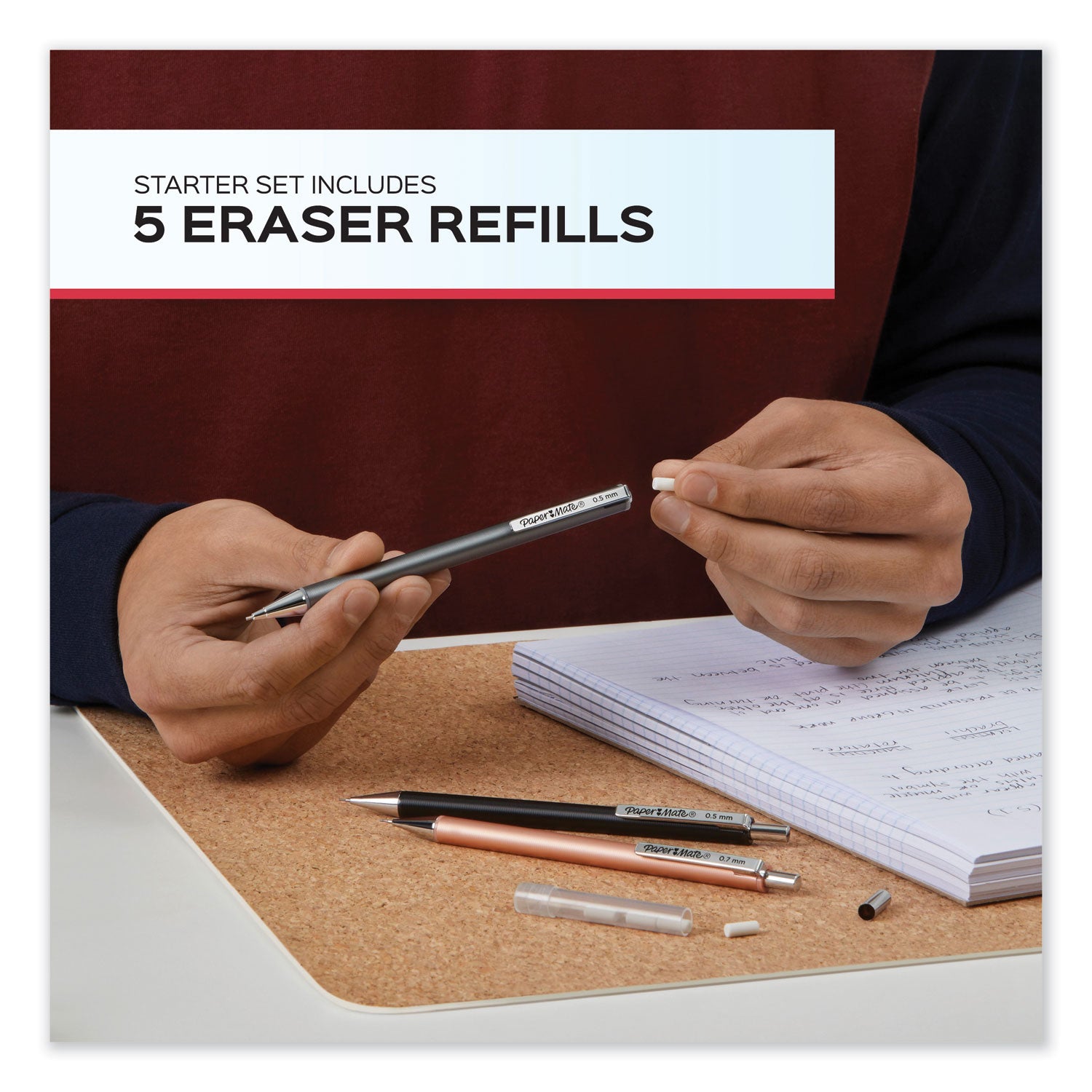 Paper Mate® Advanced Mechanical Pencils, 0.5 Mm, Hb (#2), Black Lead, Gun Metal Gray Barrel