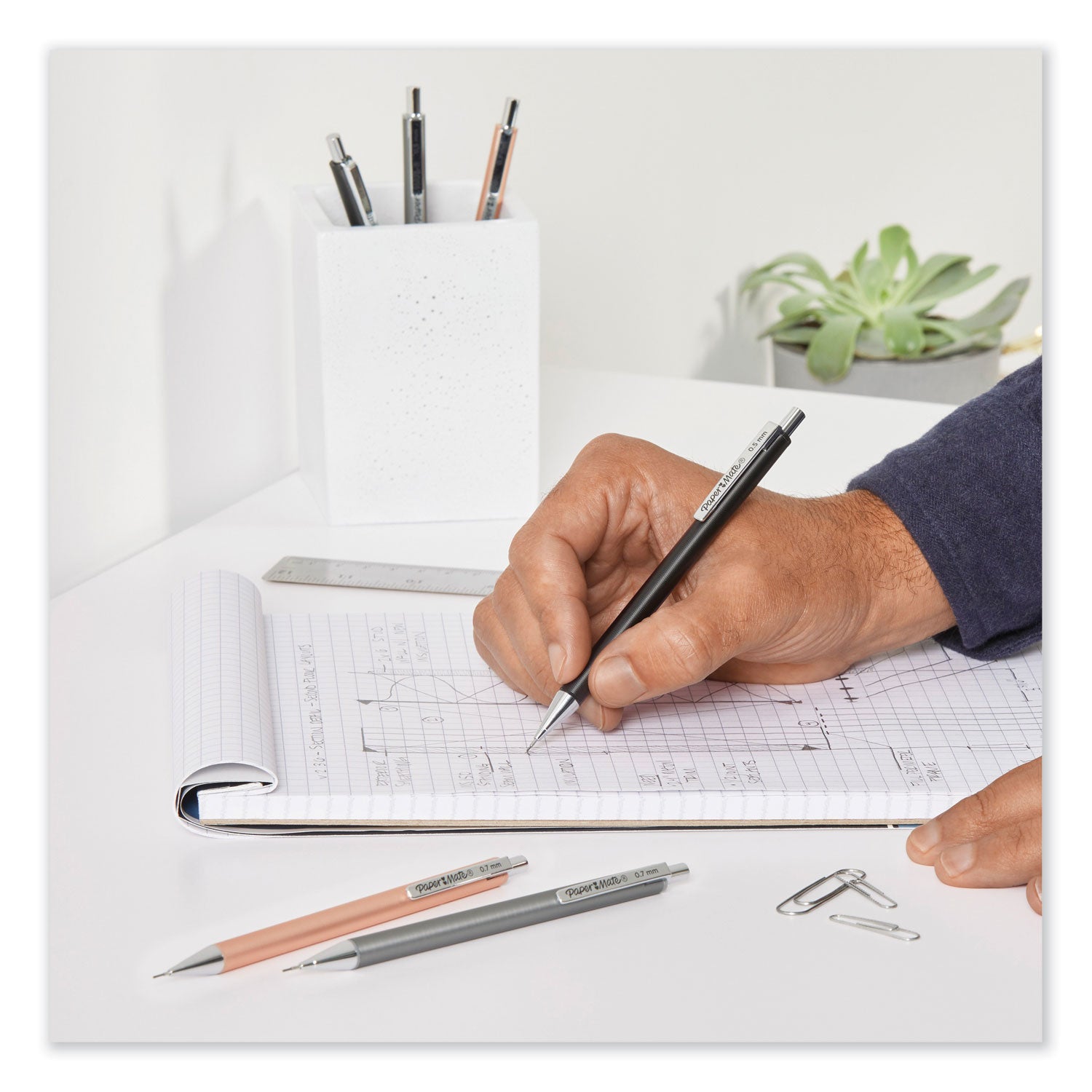 Paper Mate® Advanced Mechanical Pencils, 0.5 Mm, Hb (#2), Black Lead, Gun Metal Gray Barrel