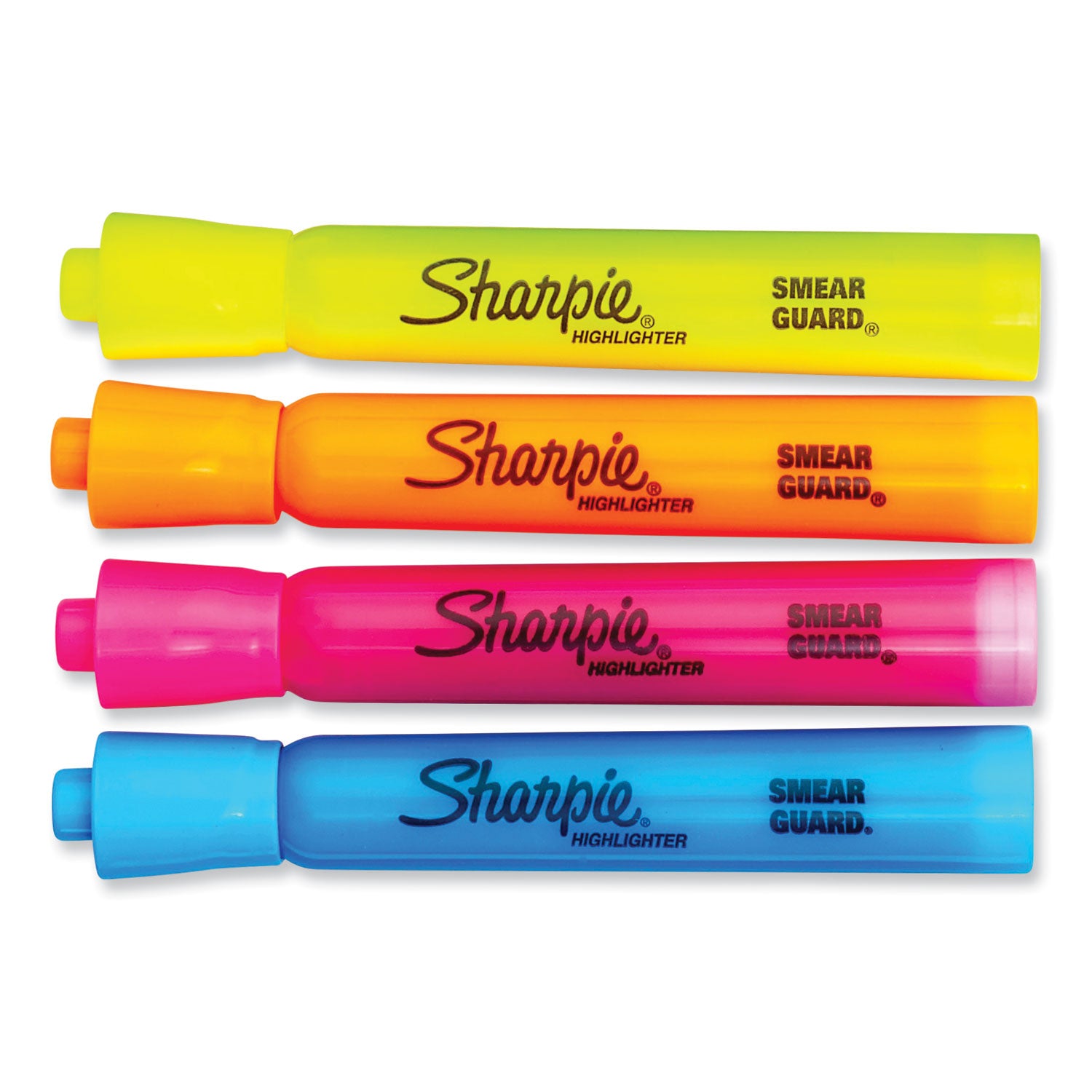 Sharpie® Tank Style Highlighters, Assorted Ink Colors, Chisel Tip, Assorted Barrel Colors, 6/set