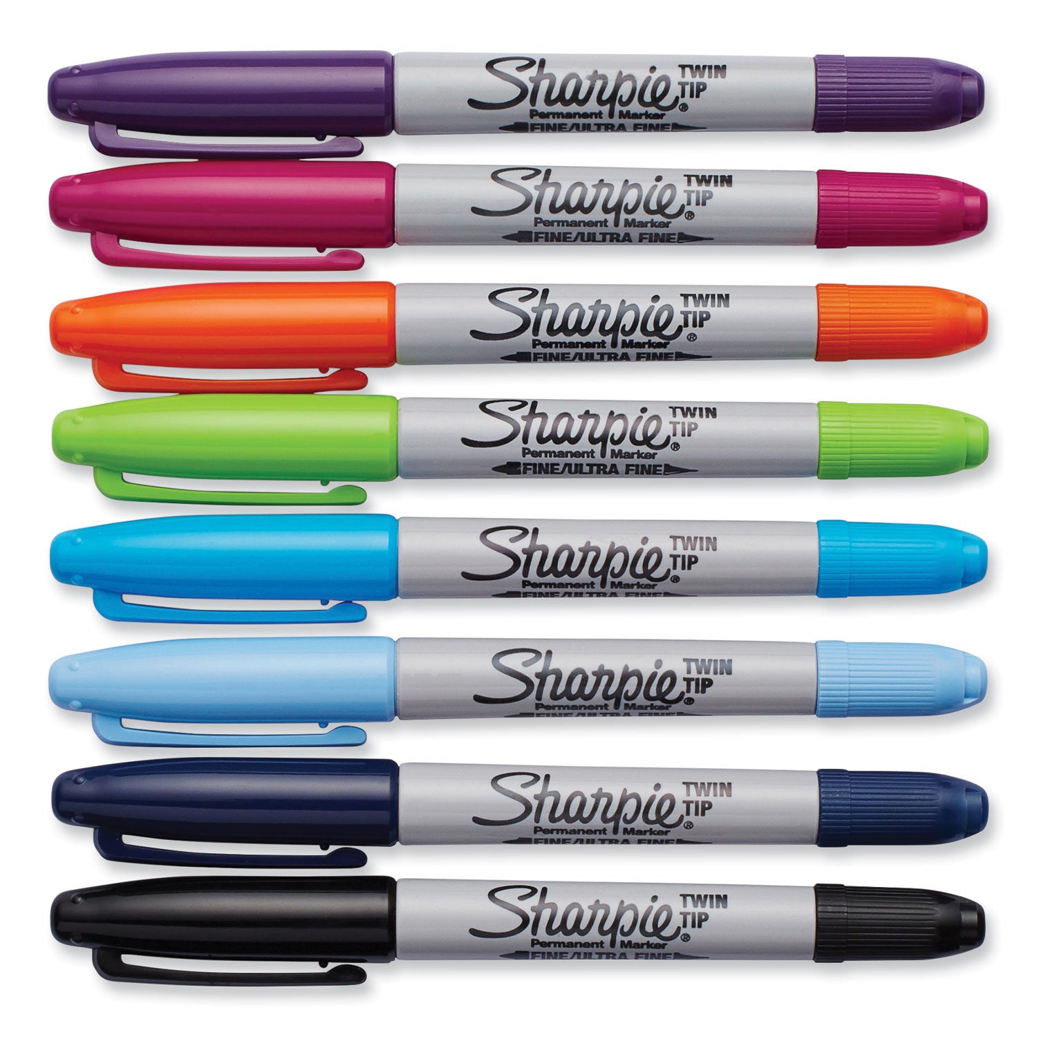 Sharpie® Twin-Tip Permanent Marker, Extra-Fine/fine Bullet Tips, Assorted Colors, 8/set