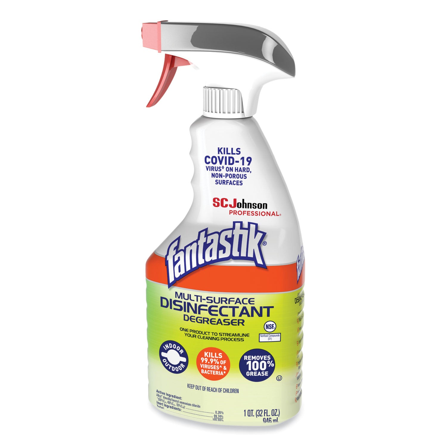 Fantastik® Multi-Surface Disinfectant Degreaser, Herbal, 32 Oz Spray Bottle