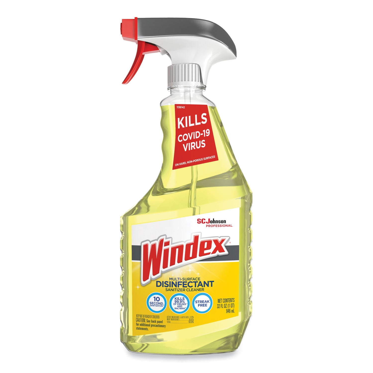 Windex® Multi-Surface Disinfectant Cleaner, Fresh Scent, 32 Oz Spray Bottle, 8/carton