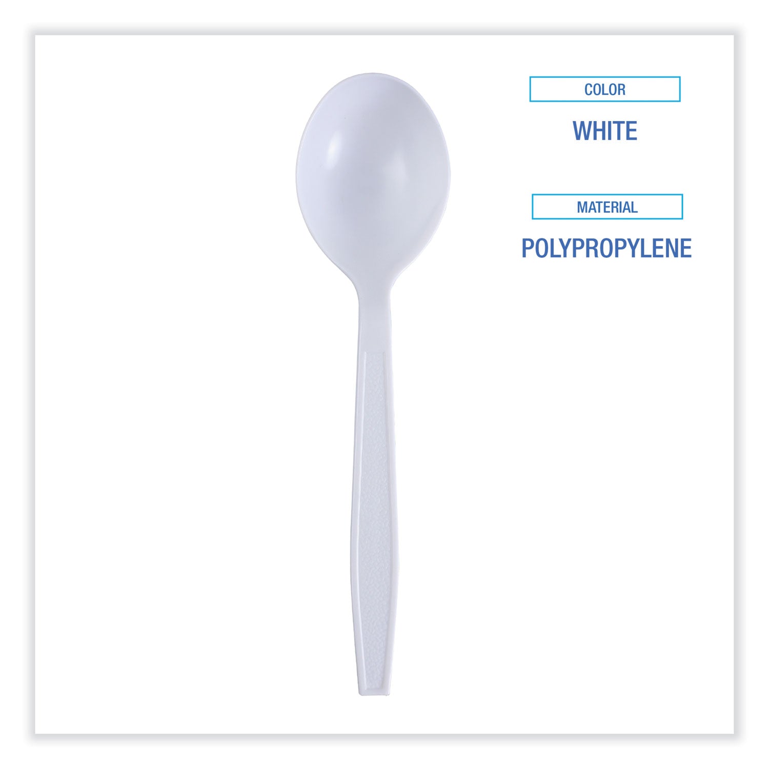 Boardwalk® Heavyweight Wrapped Polypropylene Cutlery, Soup Spoon, Plastic, White, 1,000/Carton