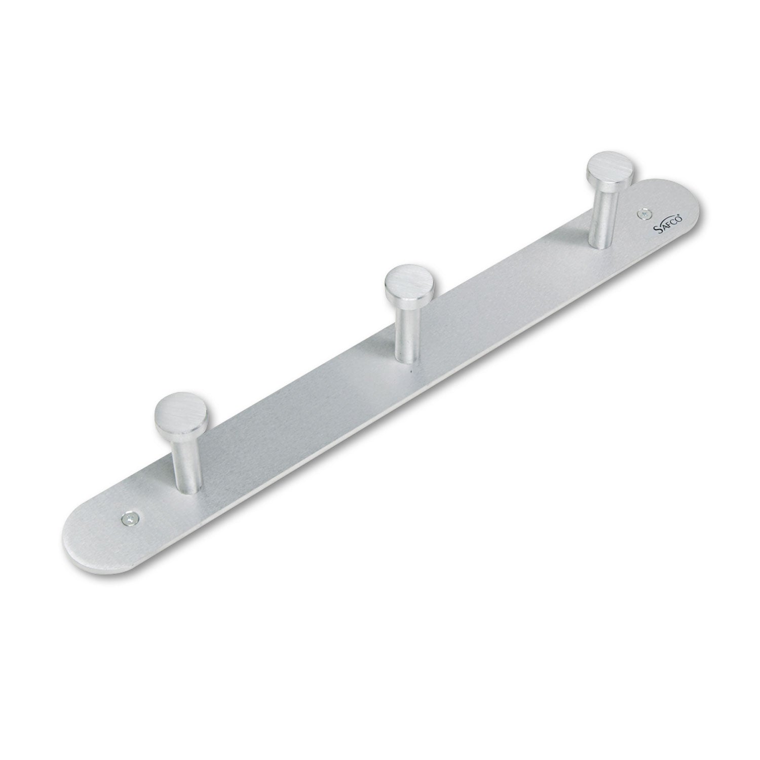 Safco® Nail Head Wall Coat Rack, Three Hooks, Metal, 18w X 2.75d X 2h, Satin