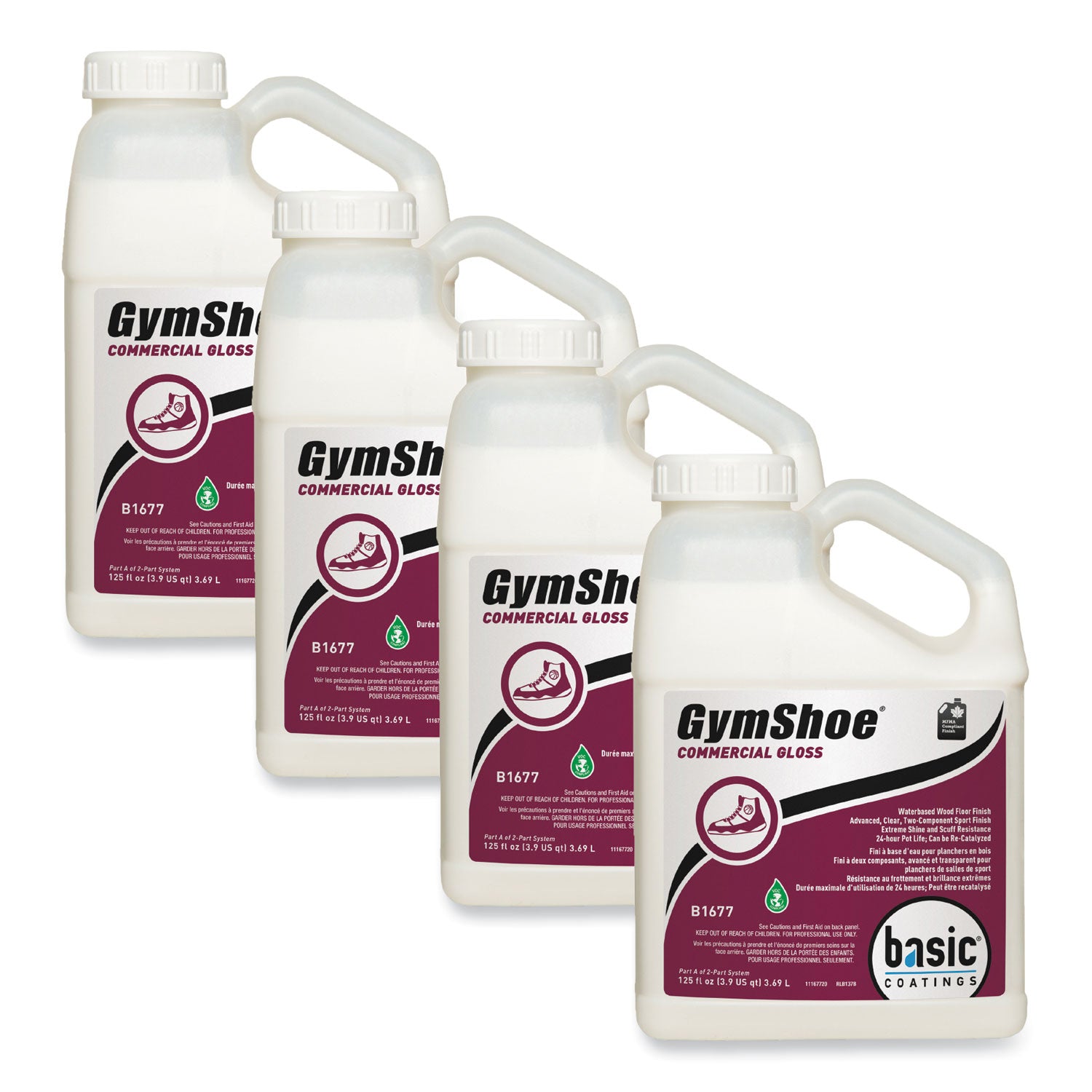 Betco® GymShoe Gloss Sport Finish, Mild Scent, 1 gal Bottle, 4/Carton