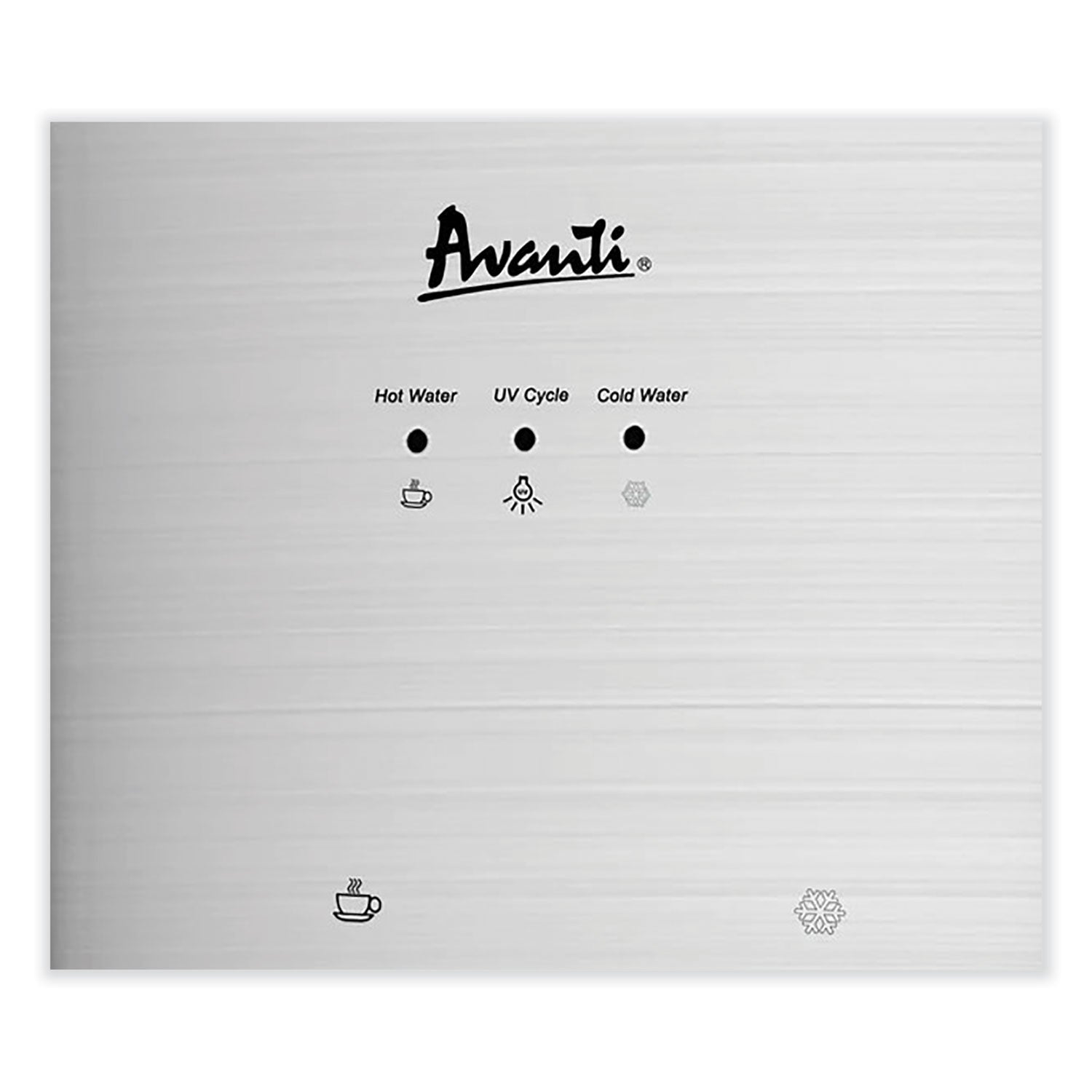 Avanti Bottom Loading Water Dispenser with UV Light, 3 to 5 gal, 41.25 h, Black/Stainless Steel