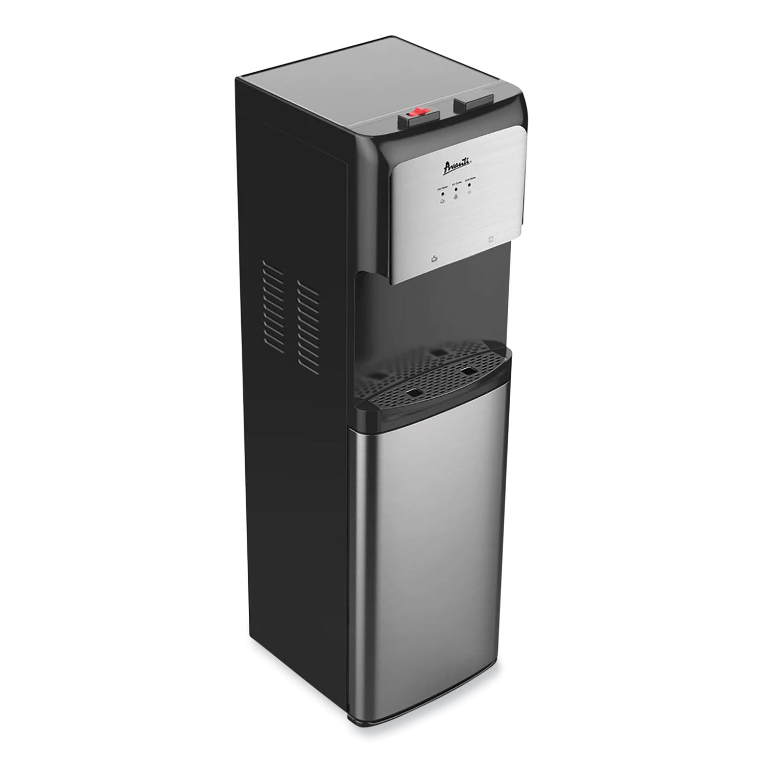 Avanti Bottom Loading Water Dispenser with UV Light, 3 to 5 gal, 41.25 h, Black/Stainless Steel
