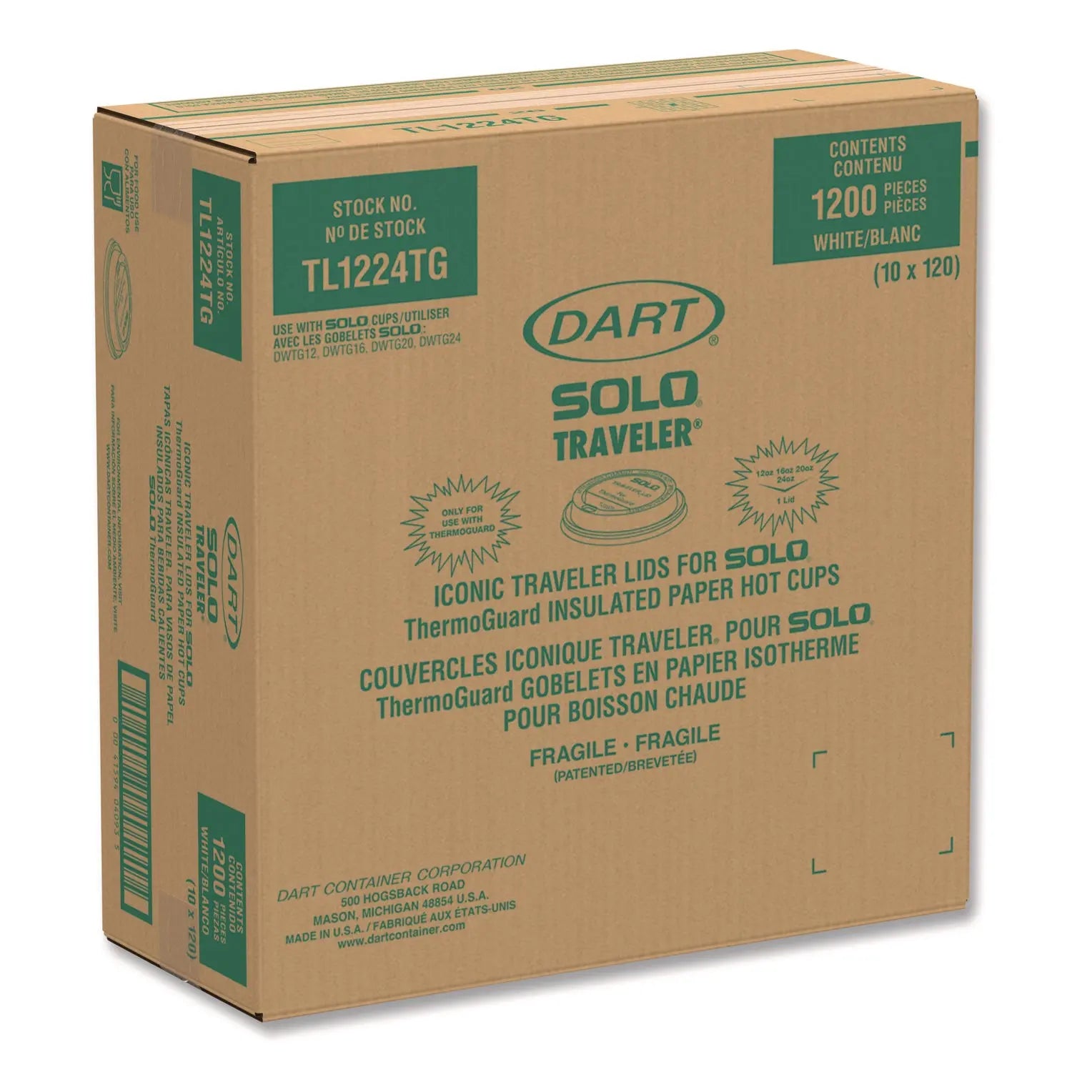 Solo Traveler Sip Through Lids for ThermoGuard Hot Cups, Fits 12, 16, 20, 24 oz, White, 1,200/Carton SOLO® Flipcost