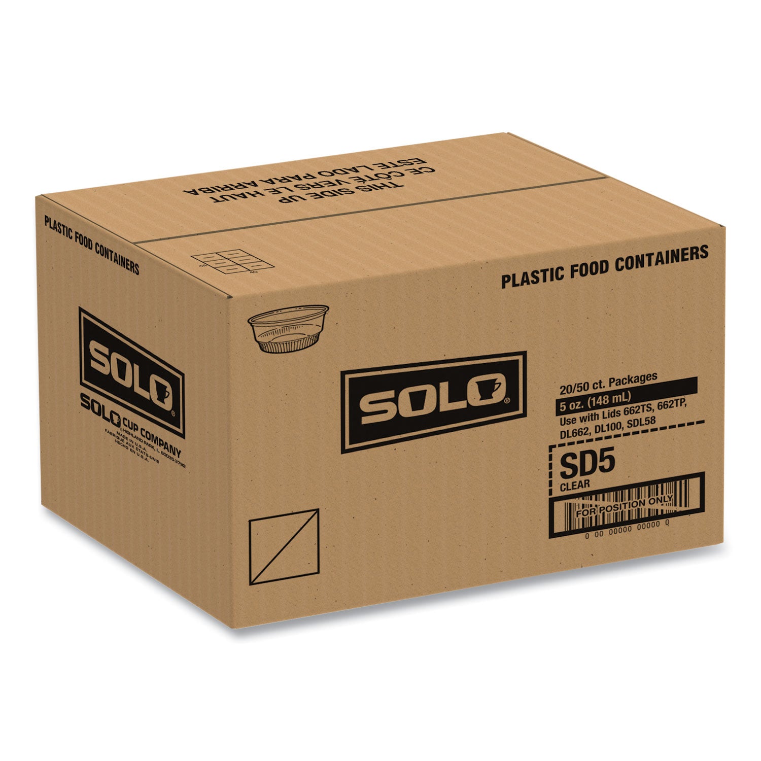 SOLO® Sundae Cups, 5 oz, Plastic, Clear, 50/Bag, 20 Bags/Carton