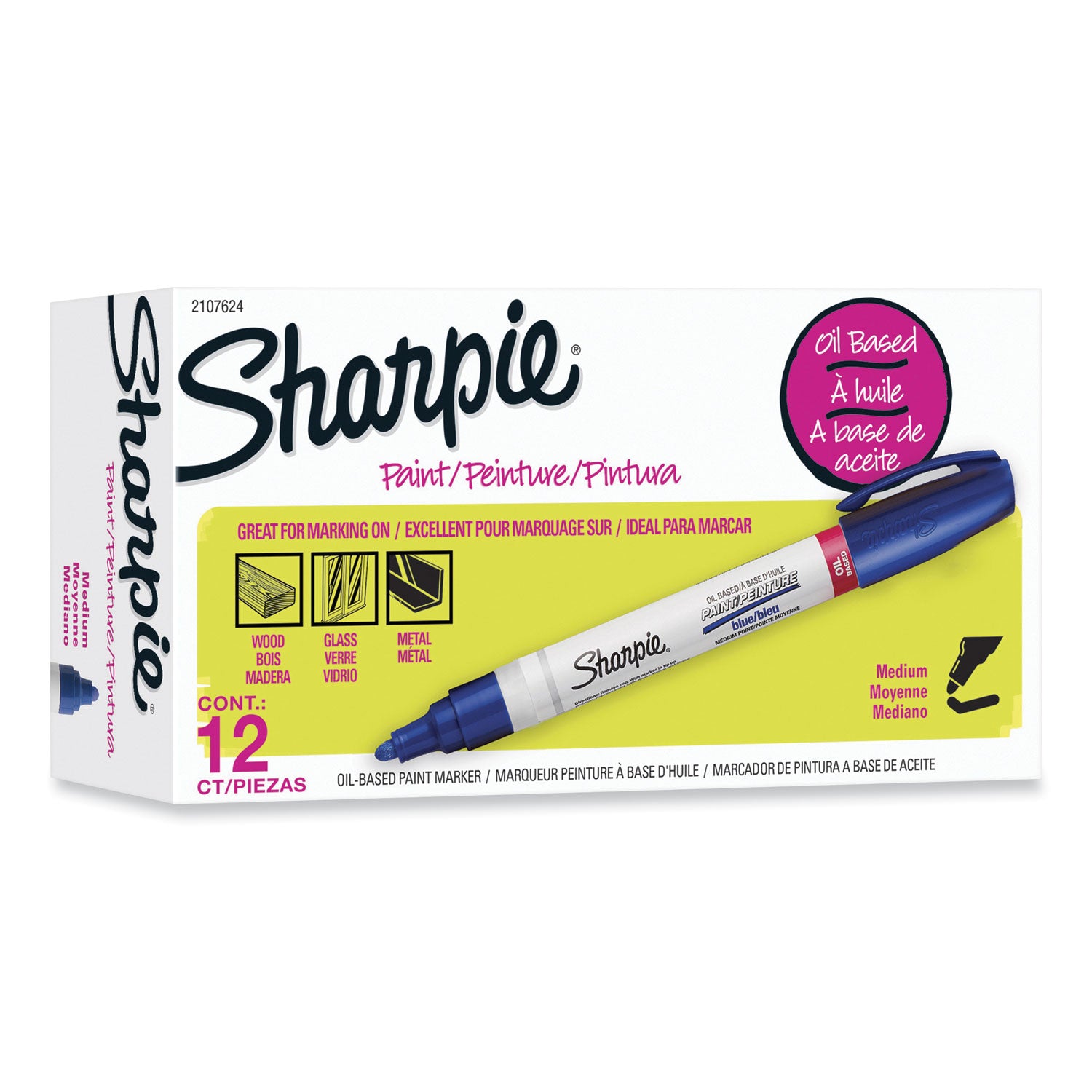 Sharpie® Permanent Paint Marker, Medium Bullet Tip, Blue, Dozen
