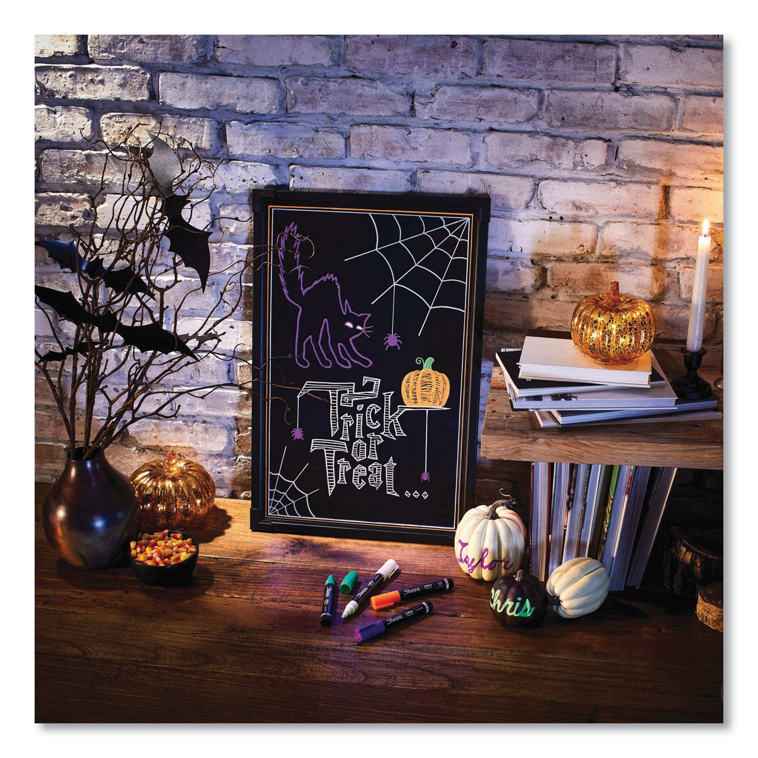 Sharpie® Wet-Erase Chalk Marker, Medium Bullet Tip, White, 2/pack