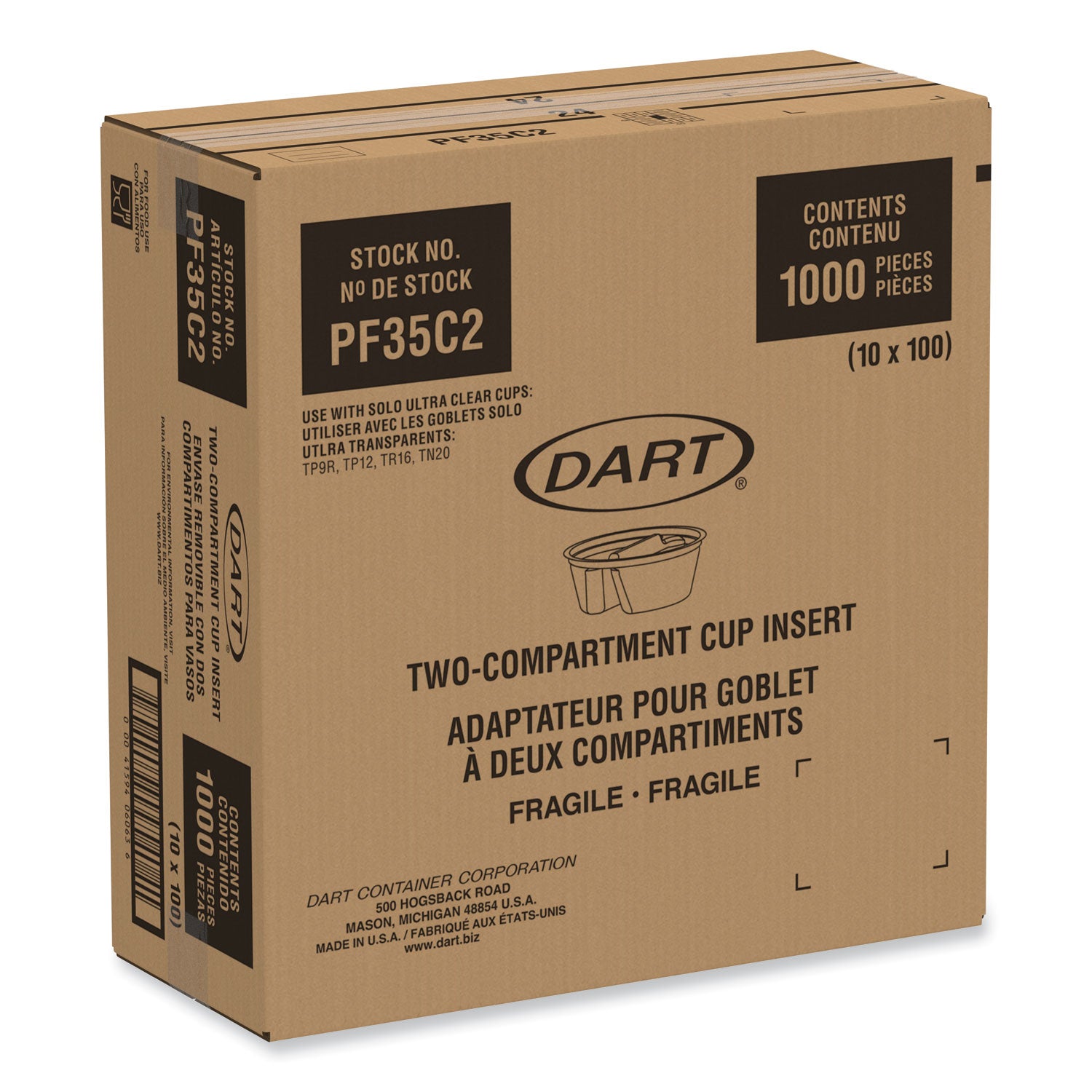 Dart® Plastic Cup Insert, 3.5 oz, 3.6" Diameter x 1.3" h, Clear, 1,000/Carton