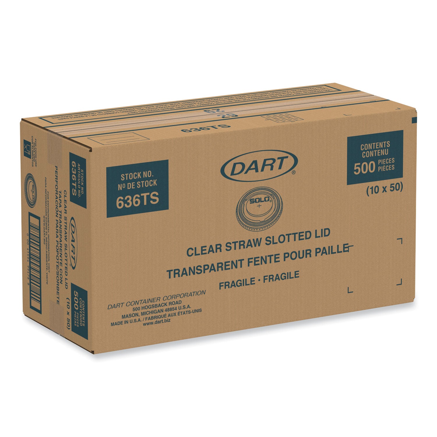 Dart® Plastic Cold Cup Lids, Fits 32 oz Cold Cups, Plastic, Clear, 500/Carton