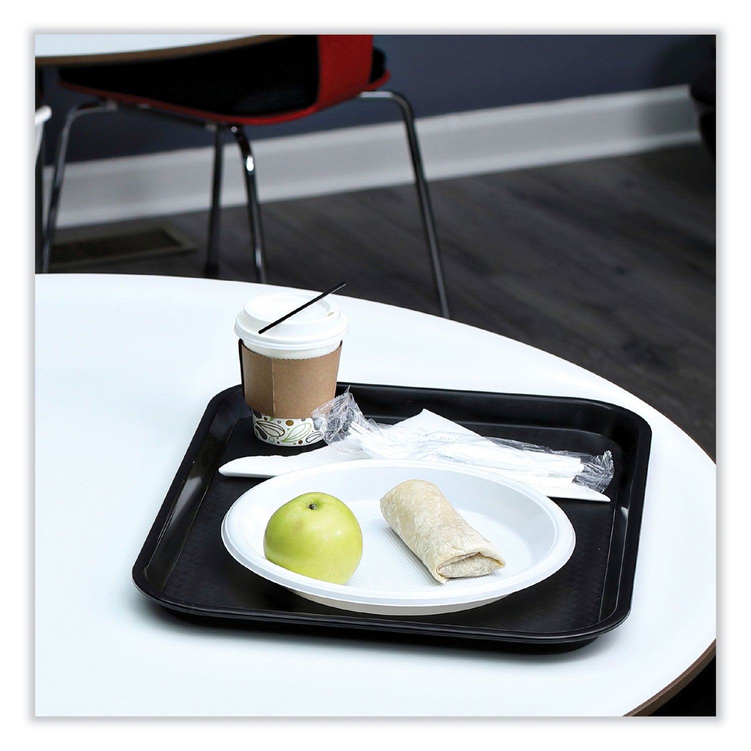 Boardwalk® Deerfield Hot Cup Lids, Fits 10 oz to 20 oz Boardwalk Deerfield Hot Cups, Plastic, White, 50/Pack, 20 Packs/Carton