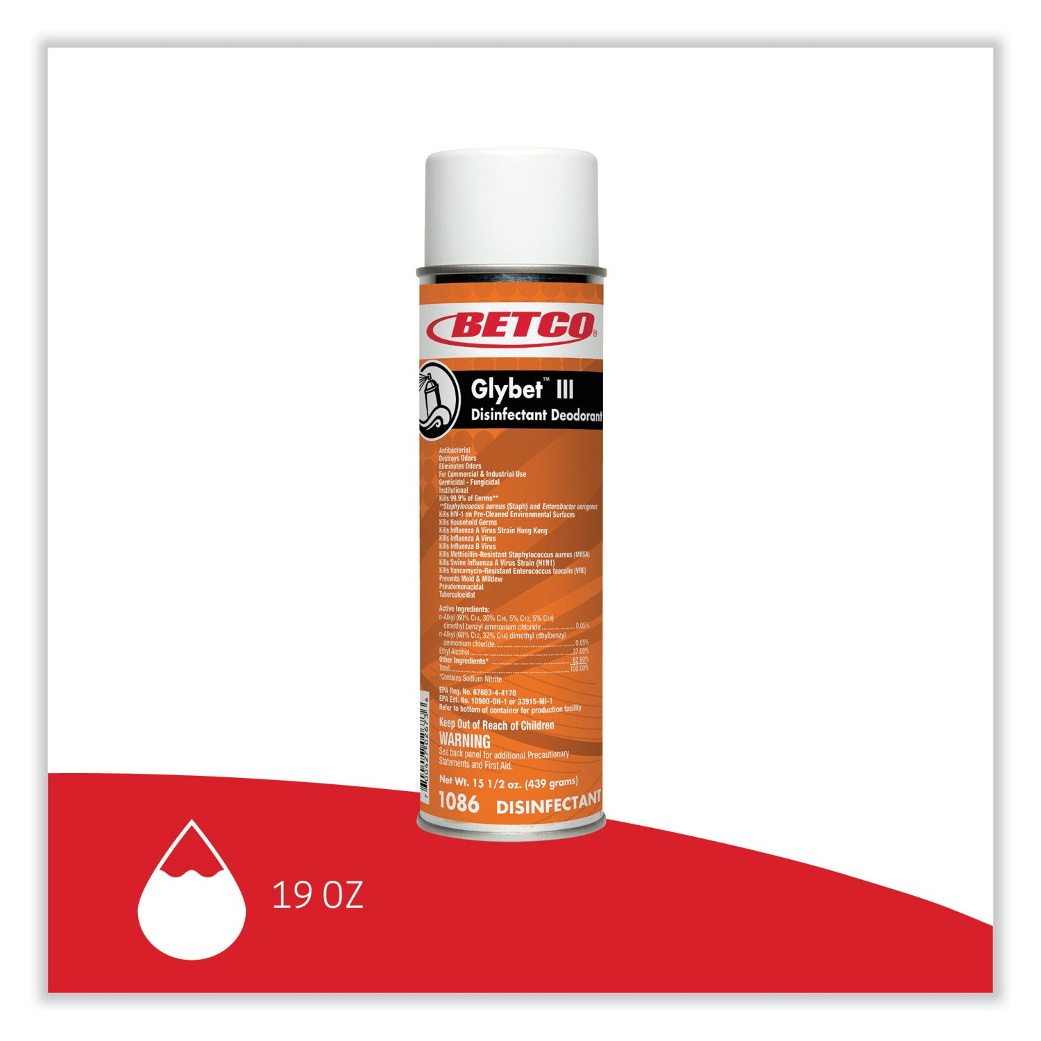 Betco® Glybet Iii Disinfectant, Citrus Bouquet Scent, 15.5 Oz Aerosol Spray, 12/carton