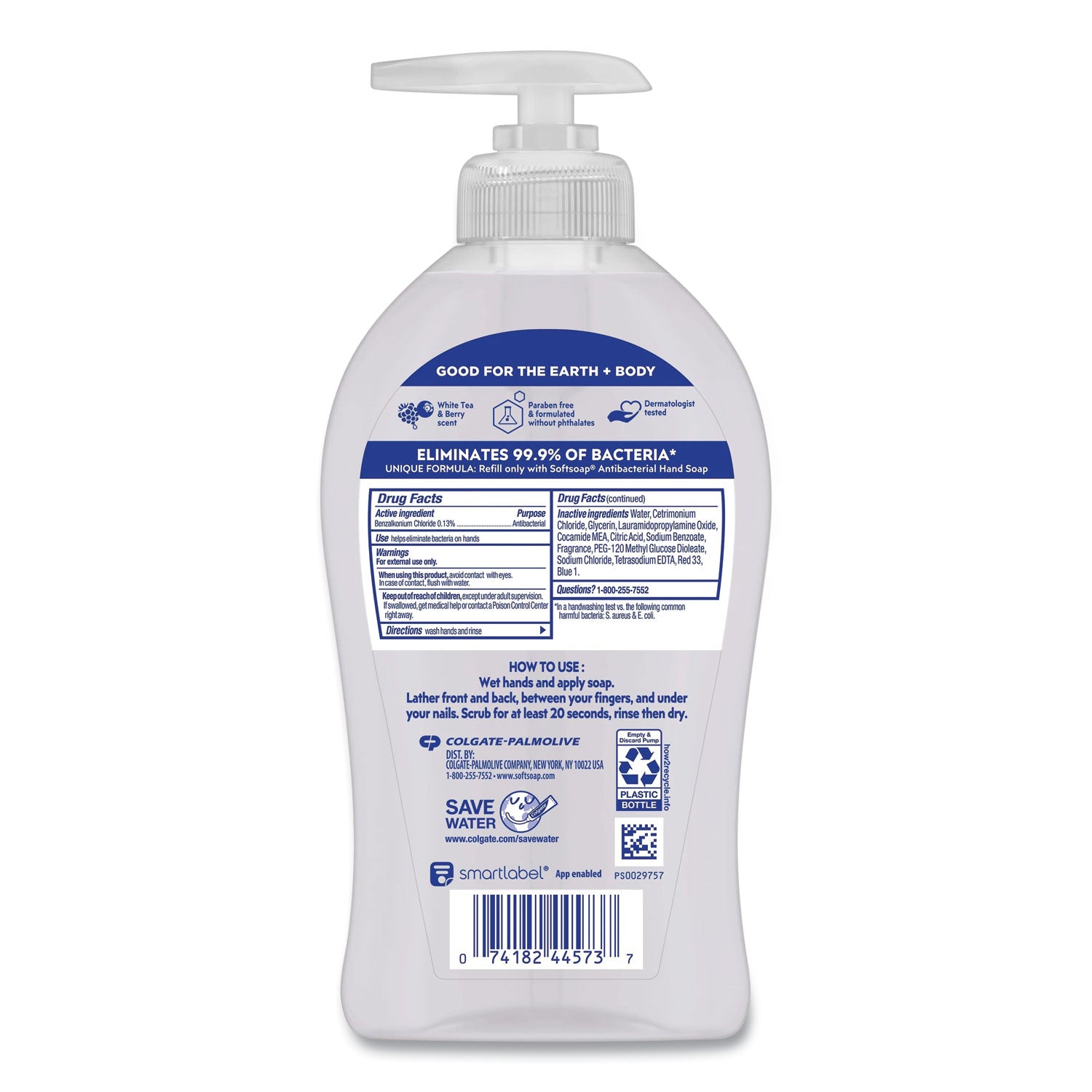 Softsoap® Antibacterial Hand Soap, White Tea and Berry Fusion Scent, 11.25 oz, 6/Carton