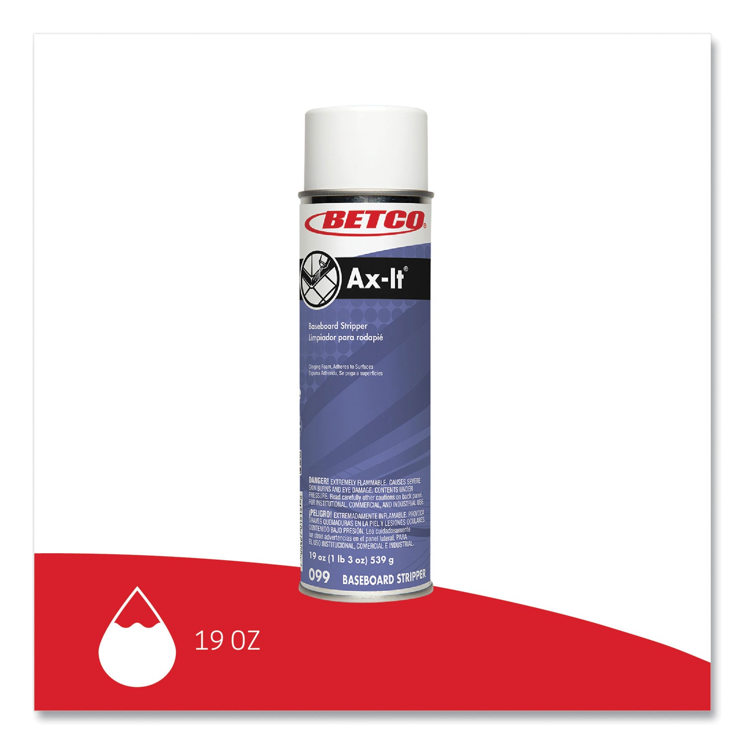 Betco® Ax-It Aerosol Baseboard Stripper, Sassafras Scent, 19 oz Aerosol Spray, 12/Carton