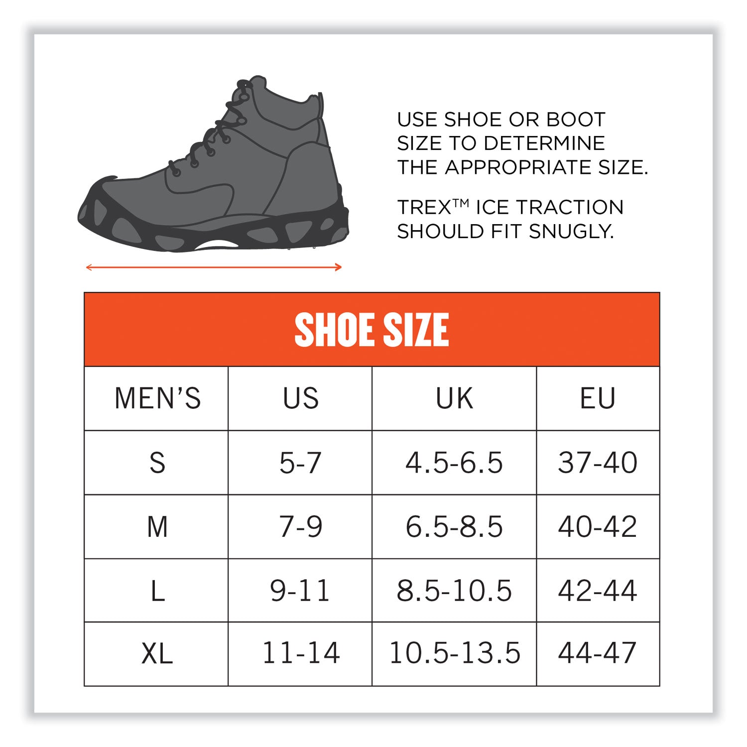 ergodyne® Trex 6304 One-Piece Step-In Full Coverage Ice Cleats, X-Large, Black, Pair