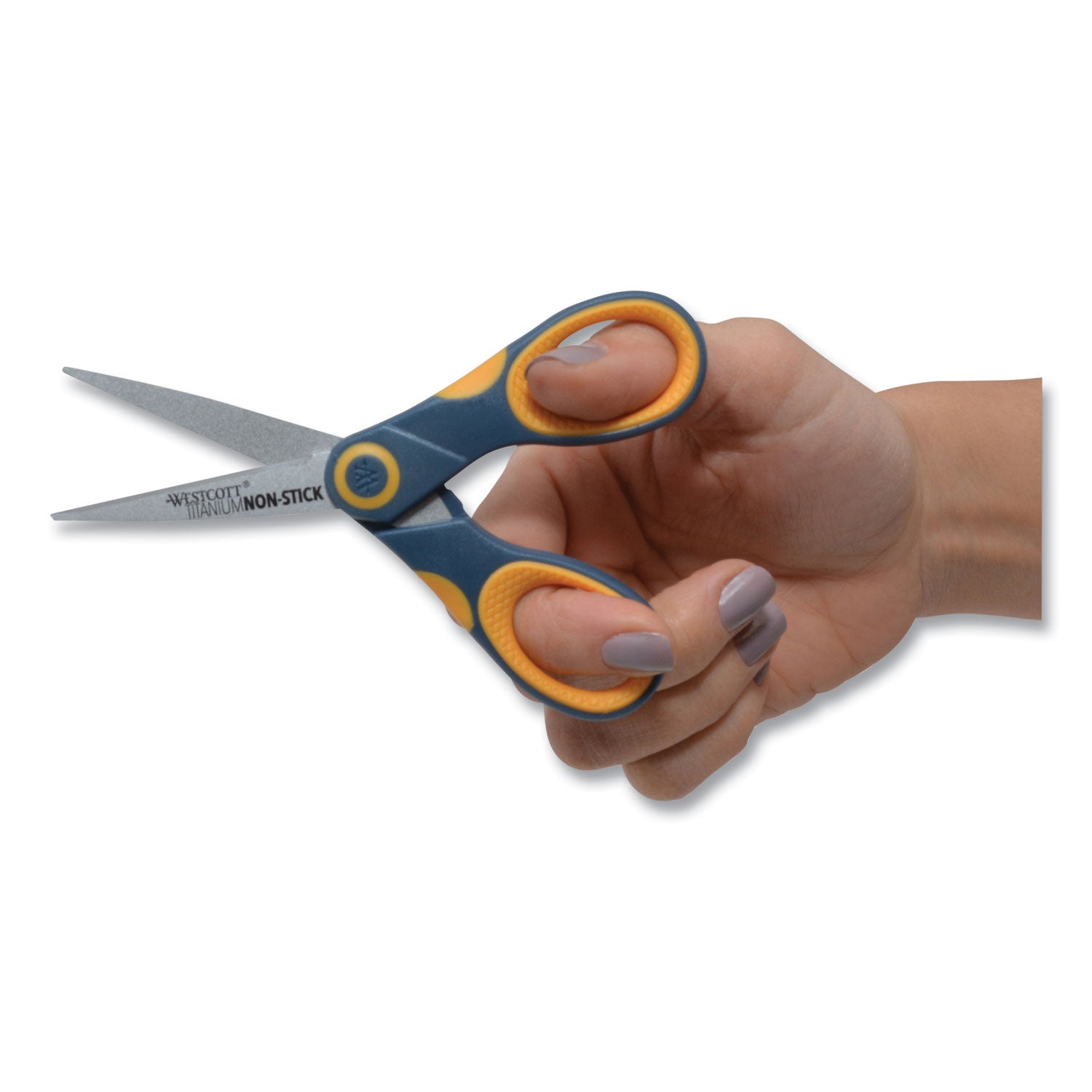 Westcott® Non-Stick Titanium Bonded Scissors, 5" Long, Straight Gray/Orange Handle