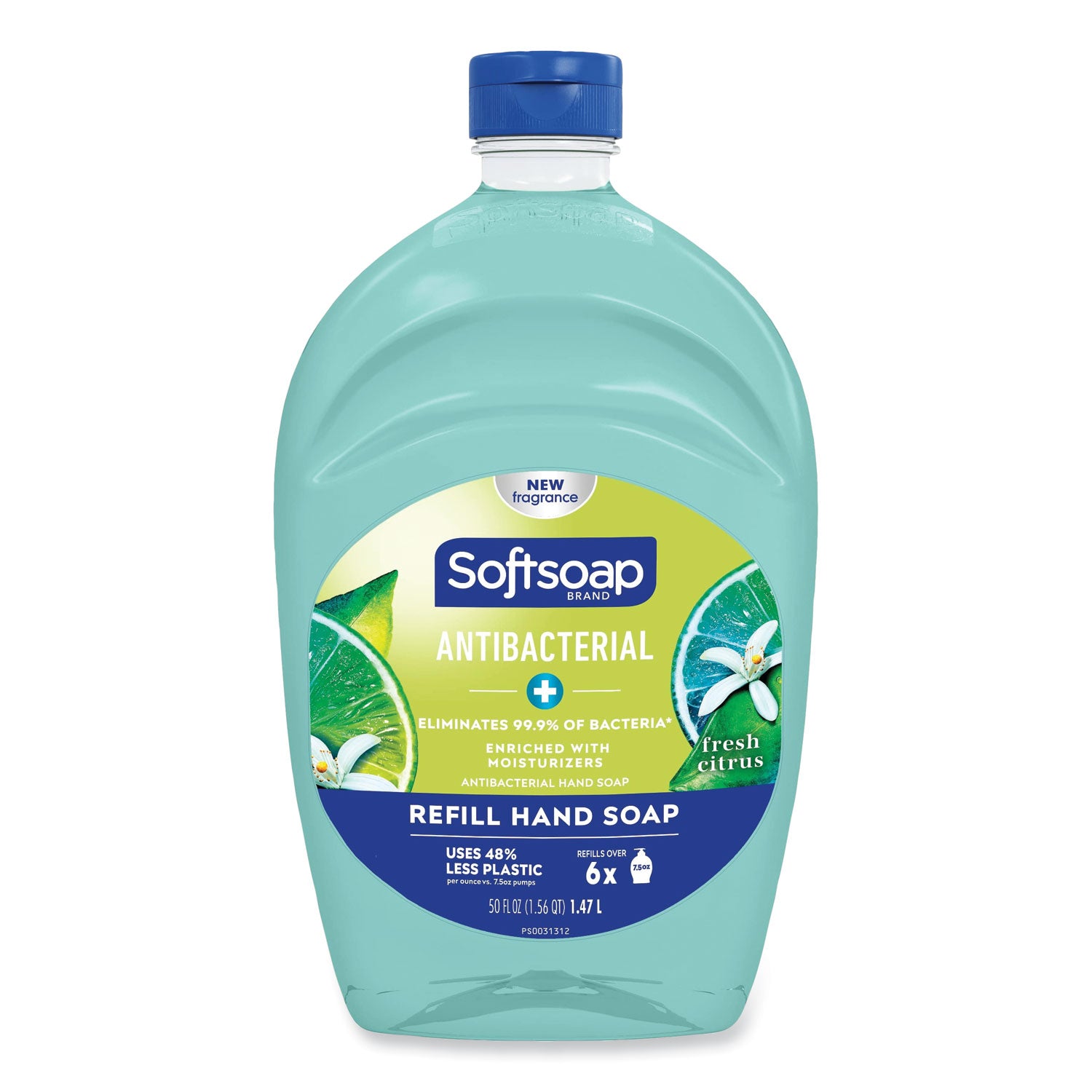 Softsoap® Antibacterial Liquid Hand Soap Refill, Fresh Scent, 50 oz, Green, 6/Carton