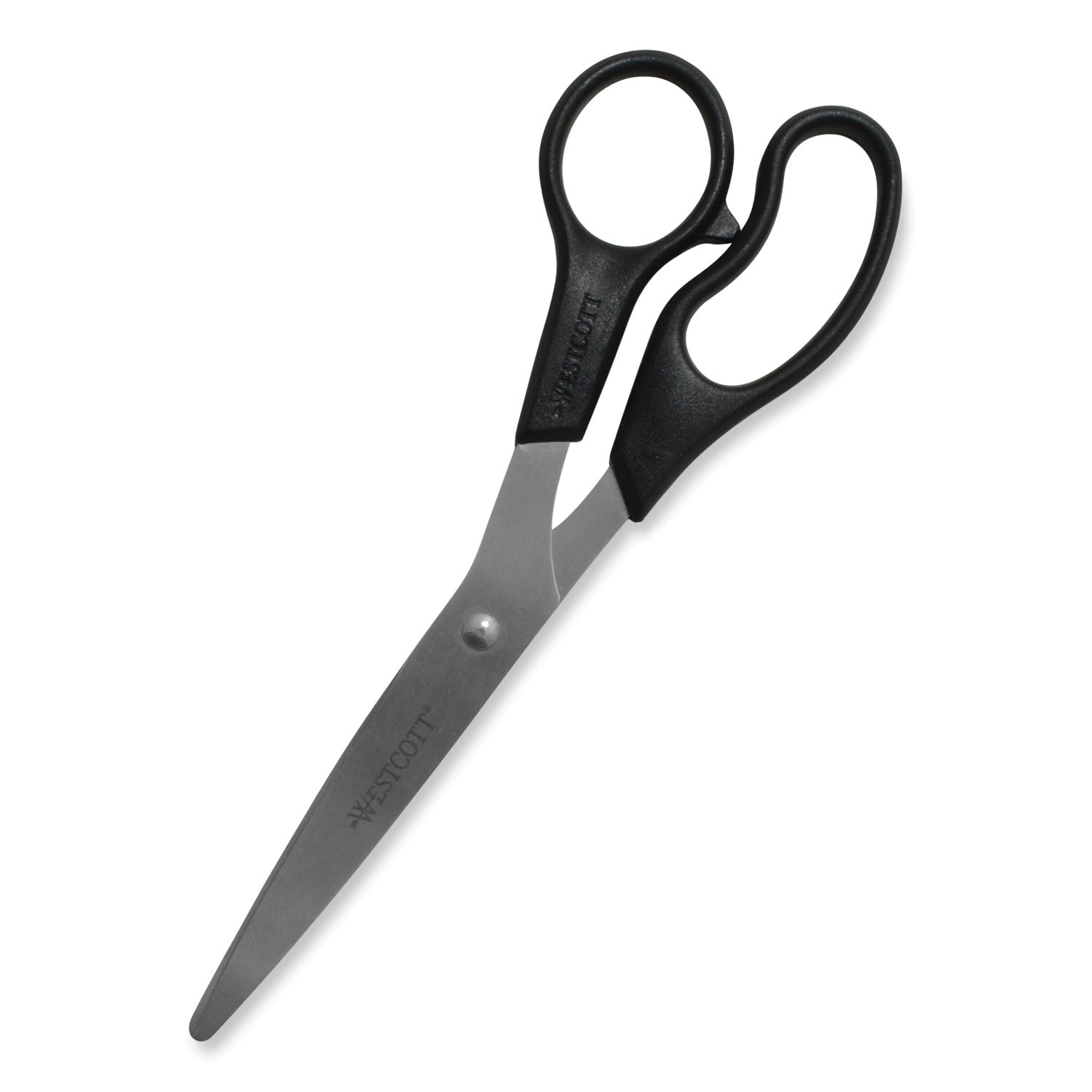 Westcott® Value Line Stainless Steel Shears, 8" Long, 3.5" Cut Length, Offset Black Handle