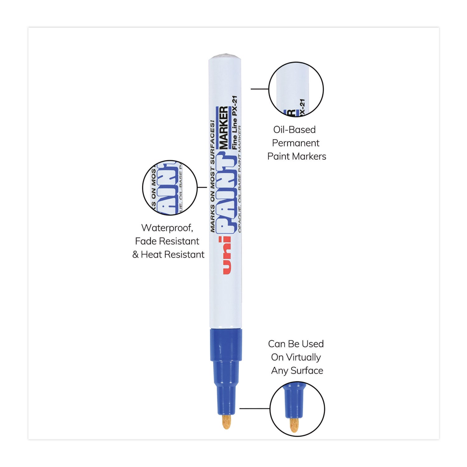 uni®-Paint Permanent Marker, Fine Bullet Tip, Blue