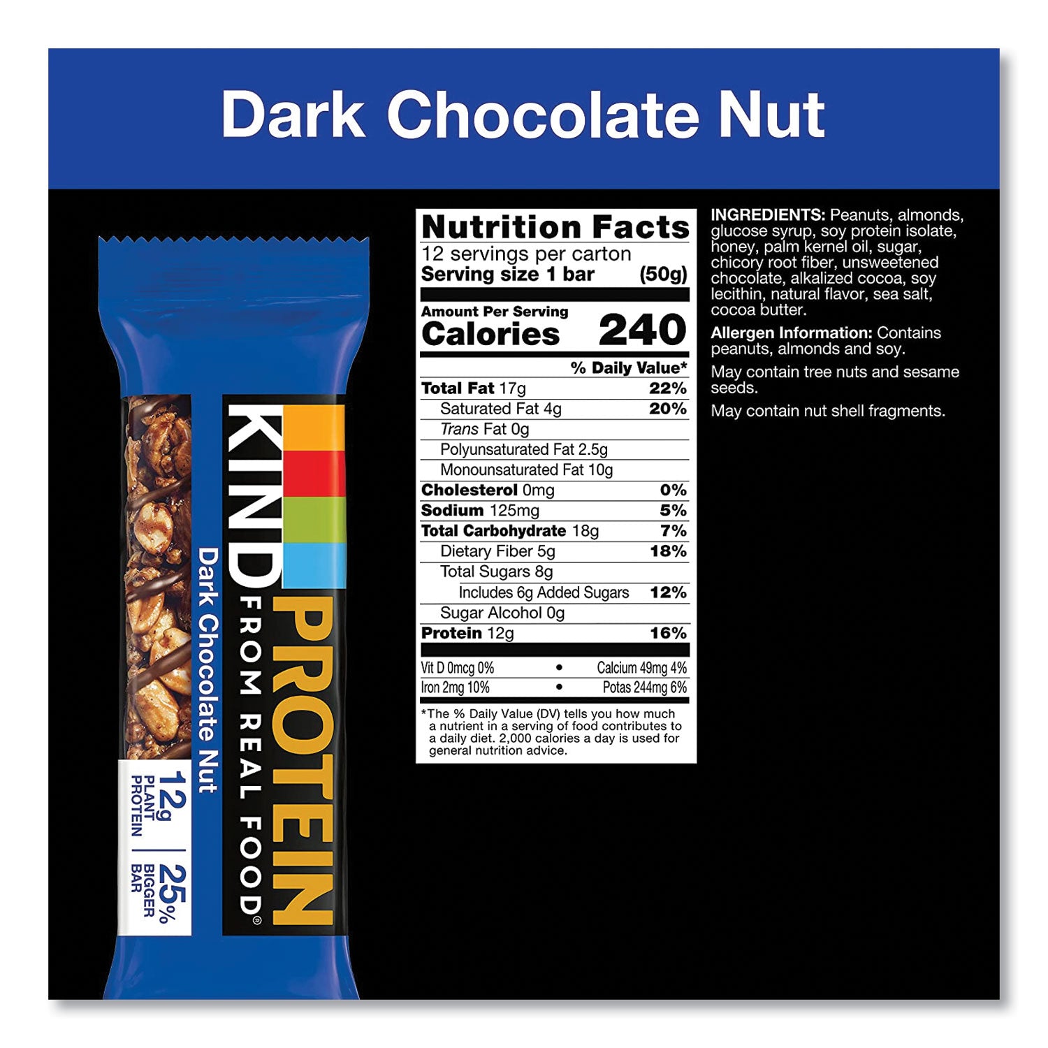 KIND Protein Bars, Double Dark Chocolate, 1.76 Oz, 12/pack