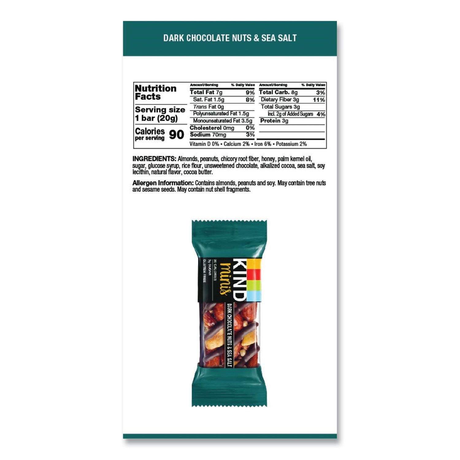 KIND Minis, Dark Chocolate Nuts/sea Salt, 0.7 Oz, 10/pack
