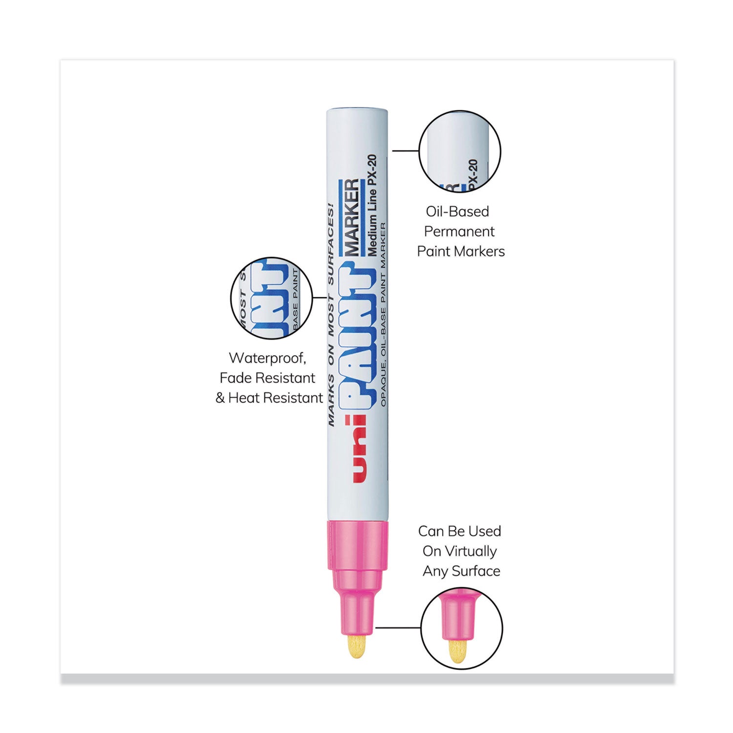 uni®-Paint Permanent Marker, Medium Bullet Tip, Pink