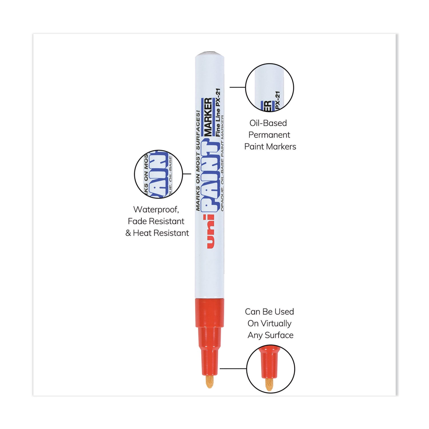 uni®-Paint Permanent Marker, Fine Bullet Tip, Red