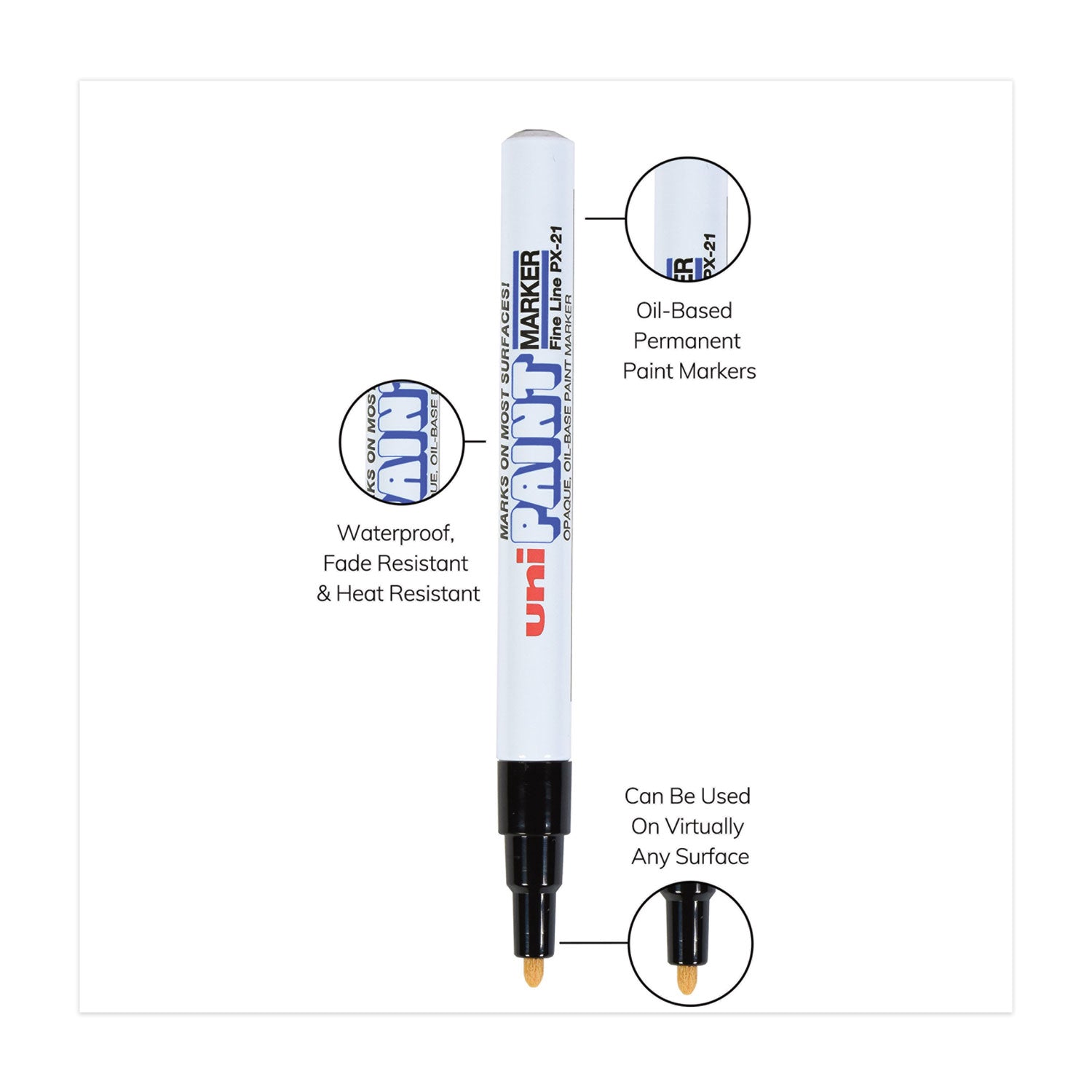 uni®-Paint Permanent Marker, Fine Bullet Tip, Black