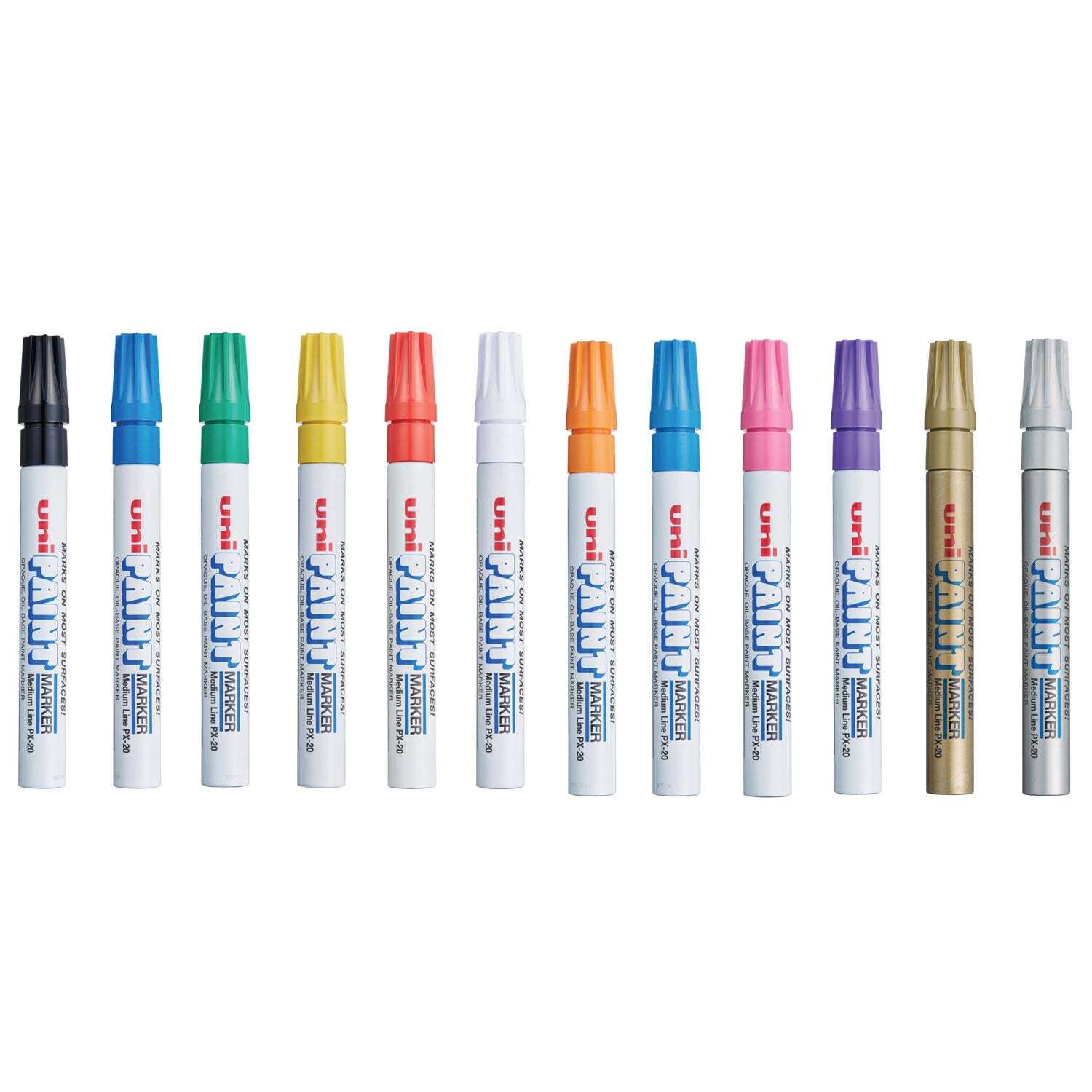 uni®-Paint Permanent Marker, Medium Bullet Tip, Assorted Colors, 12/set