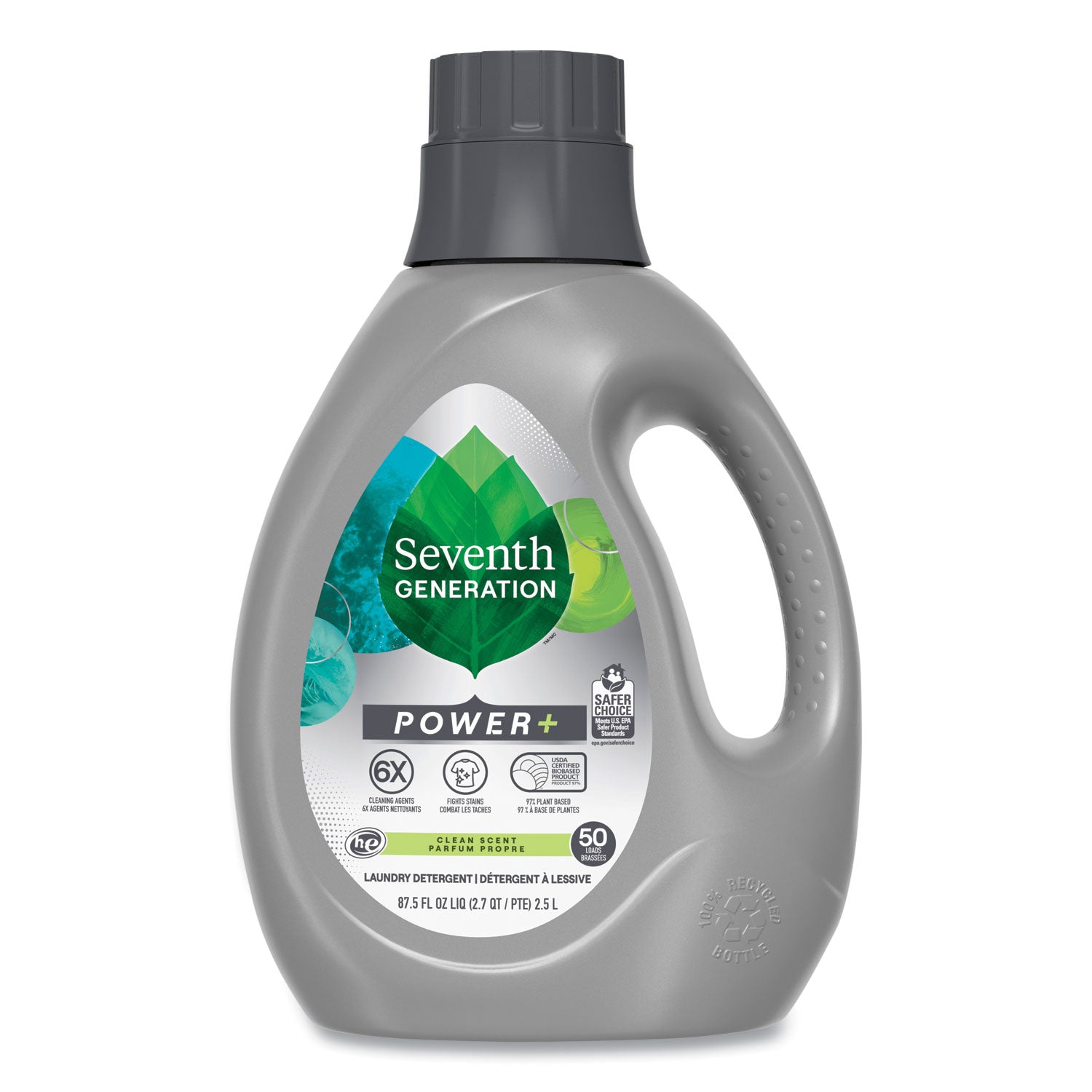 Seventh Generation® Power+ Laundry Detergent, Clean Scent, 87.5 oz Bottle