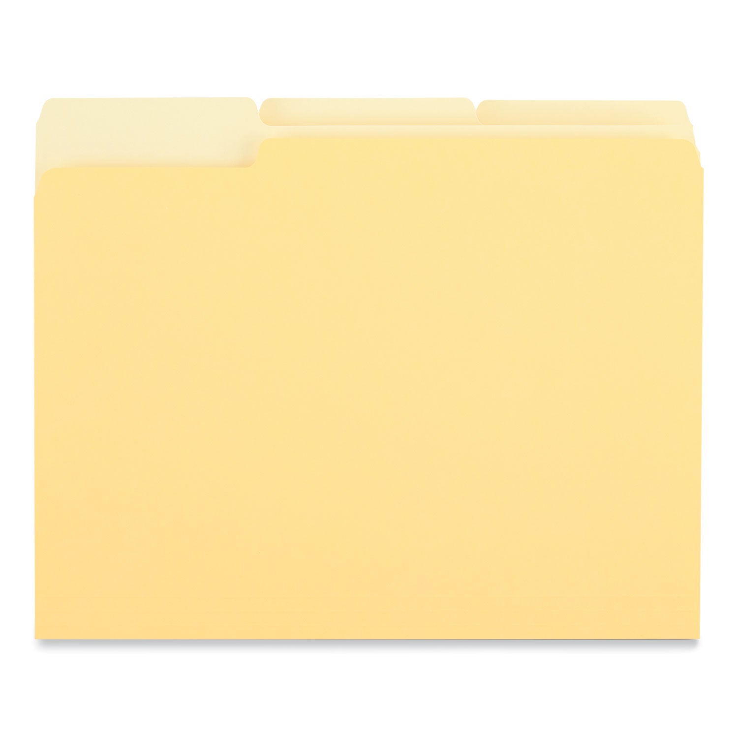 Universal® Interior File Folders, 1/3-Cut Tabs: Assorted, Letter Size, 11-pt Stock, Yellow, 100/Box