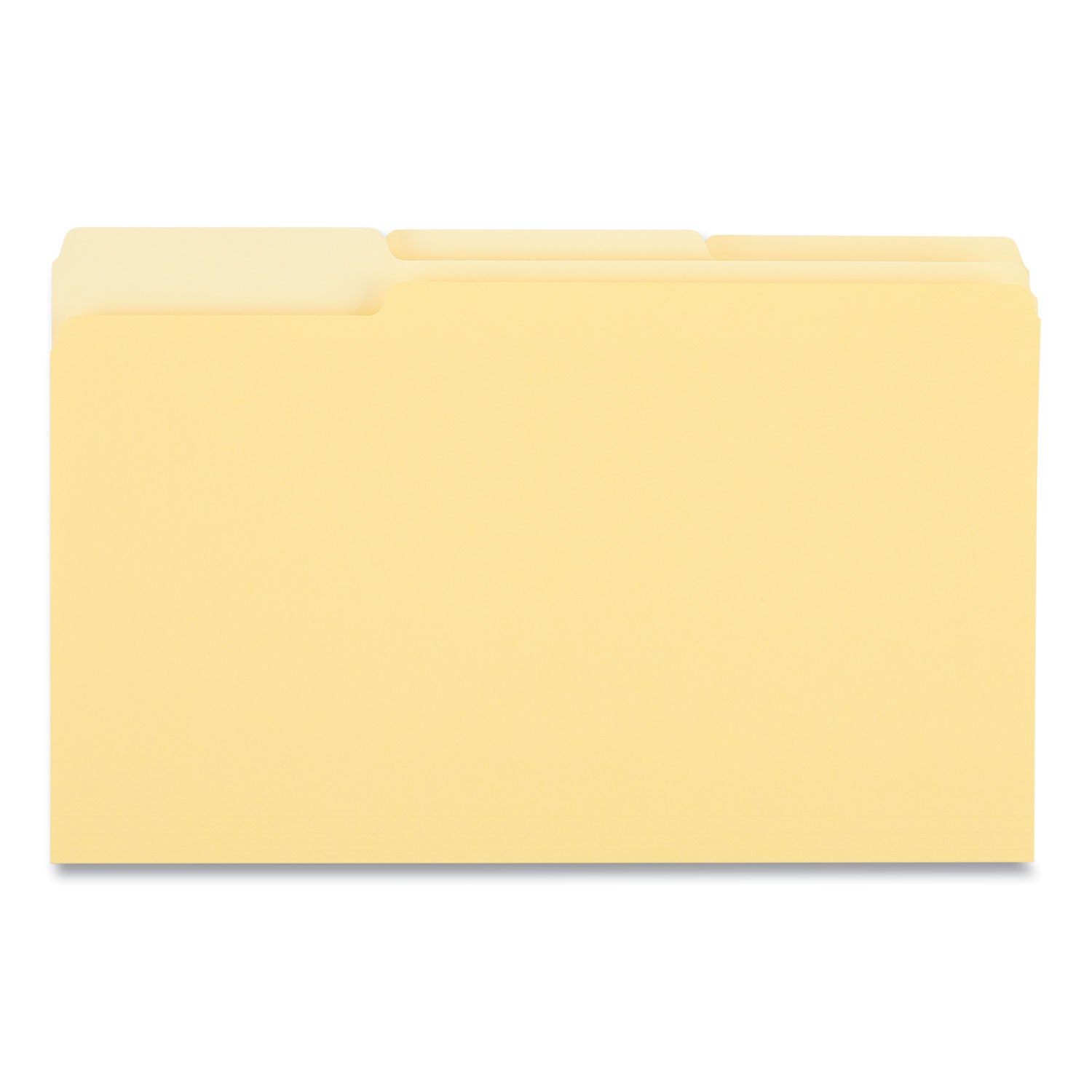 Universal® Interior File Folders, 1/3-Cut Tabs: Assorted, Legal Size, 11-pt Stock, Yellow, 100/Box