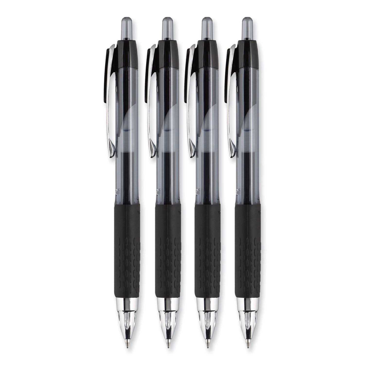 uniball® Signo 207 Gel Pen, Retractable, Medium 0.7 mm, Black Ink, Smoke/Black Barrel, 4/Pack