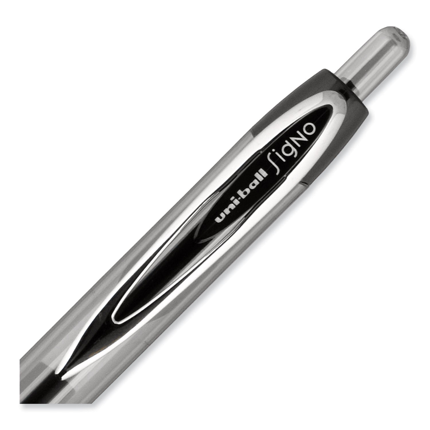 uniball® Signo 207 Gel Pen, Retractable, Medium 0.7 mm, Black Ink, Smoke/Black Barrel, 4/Pack