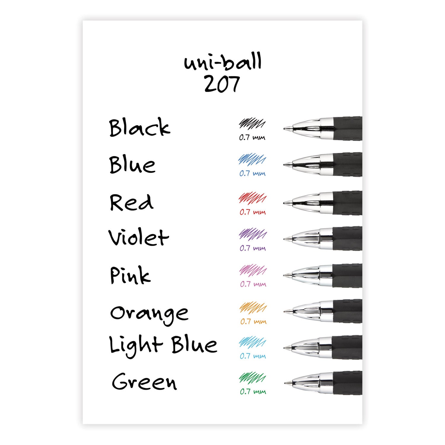 uniball® Signo 207 Gel Pen, Retractable, Medium 0.7 mm, Black Ink, Smoke/Black Barrel, 4/Pack