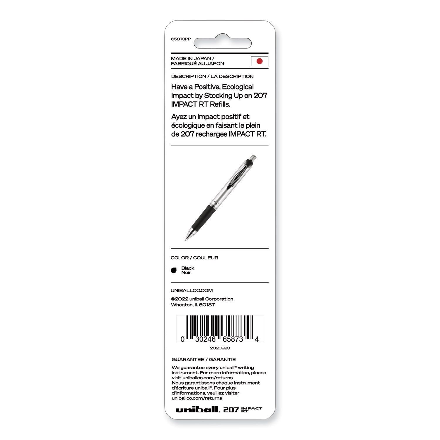 uniball® 207 Impact RT Gel Retractable Pen Refills, Bold 1 mm Conical Tip, Black Ink, 2/Pack
