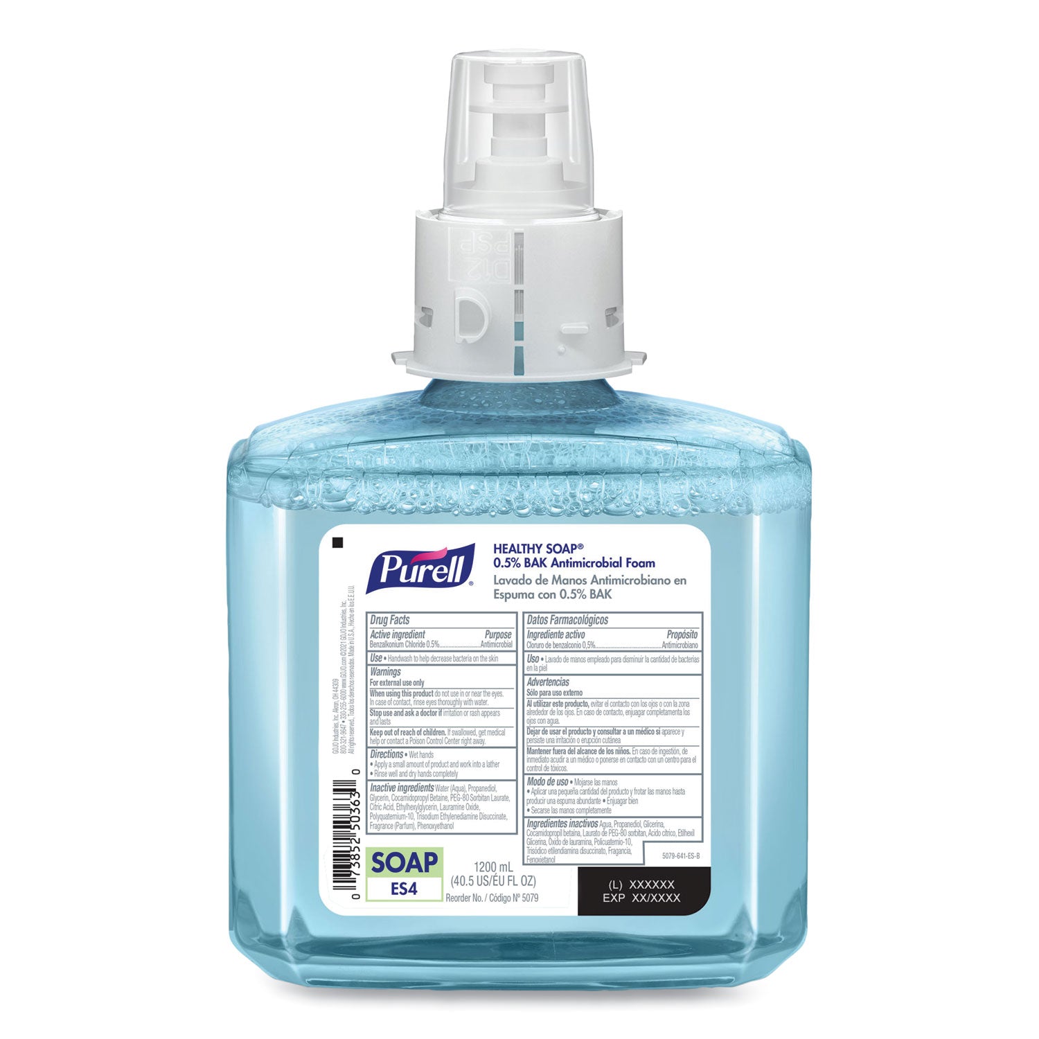 PURELL® HEALTHY SOAP 0.5% BAK Antimicrobial Foam Refill, For ES4 Dispensers, Light Citrus Floral Scent, 1,200 mL, 2/Carton