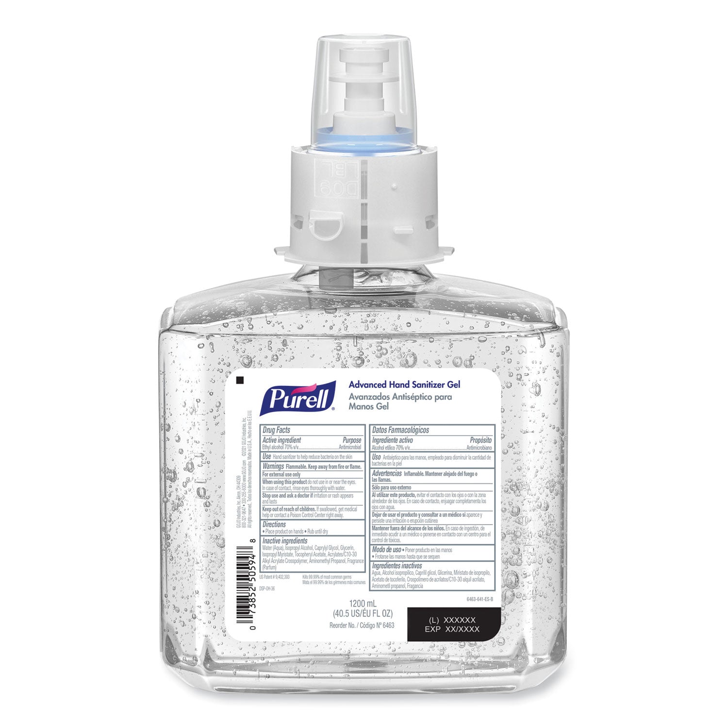 PURELL® Advanced Hand Sanitizer Gel Refill, 1,200 mL, Clean Scent, For ES6 Dispensers, 2/Carton