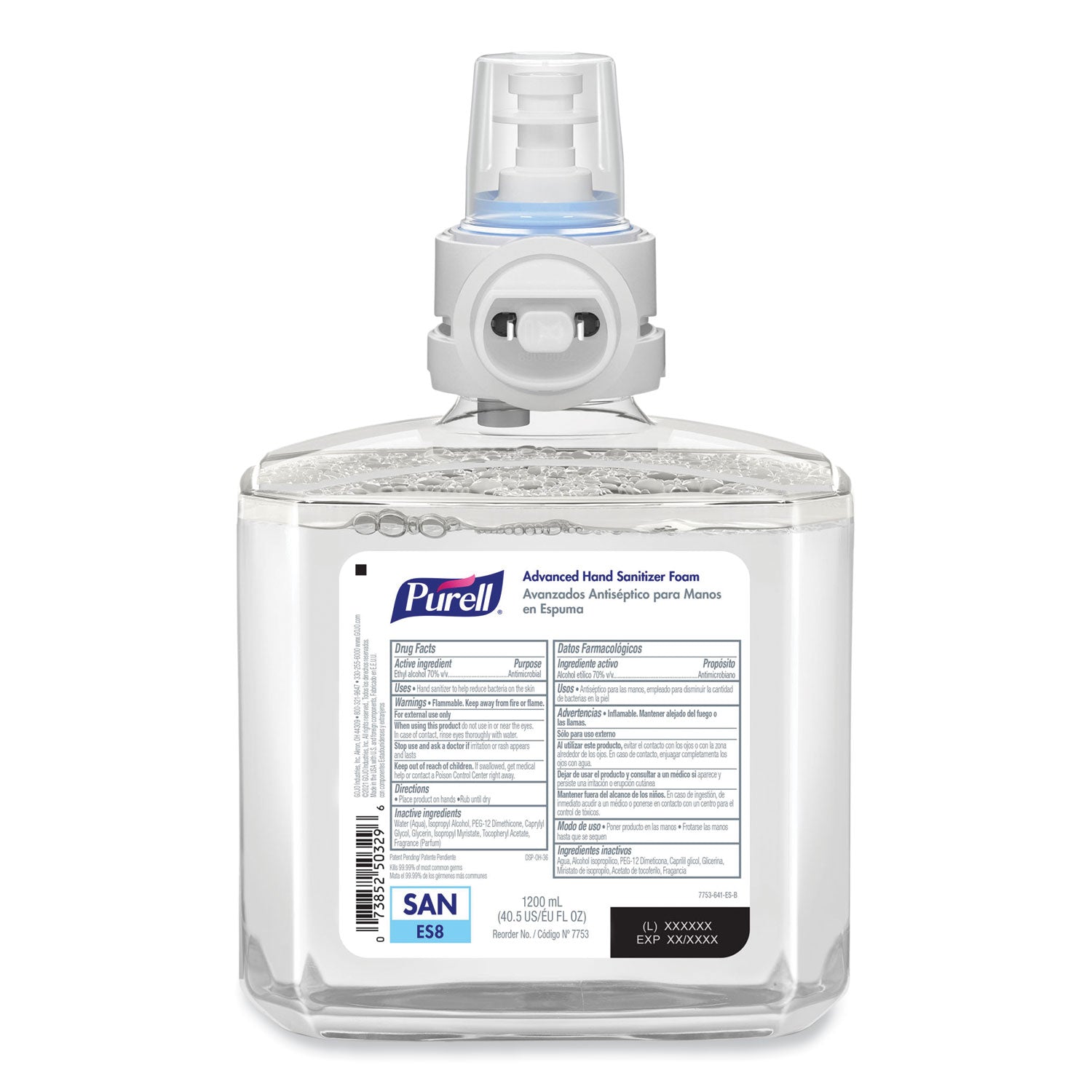 PURELL® Advanced Hand Sanitizer Foam, For ES8 Dispensers, 1,200 mL, Clean Scent, 2/Carton