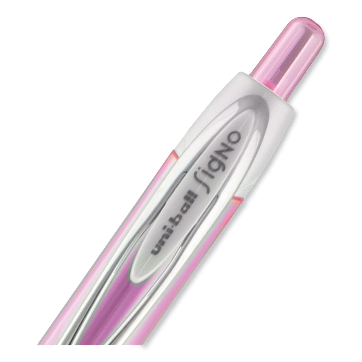 uniball® Signo 207 Breast Cancer Awareness Gel Pen, Retractable, Medium 0.7 mm, Black Ink, Translucent Pink/White Barrel, 2/Pack