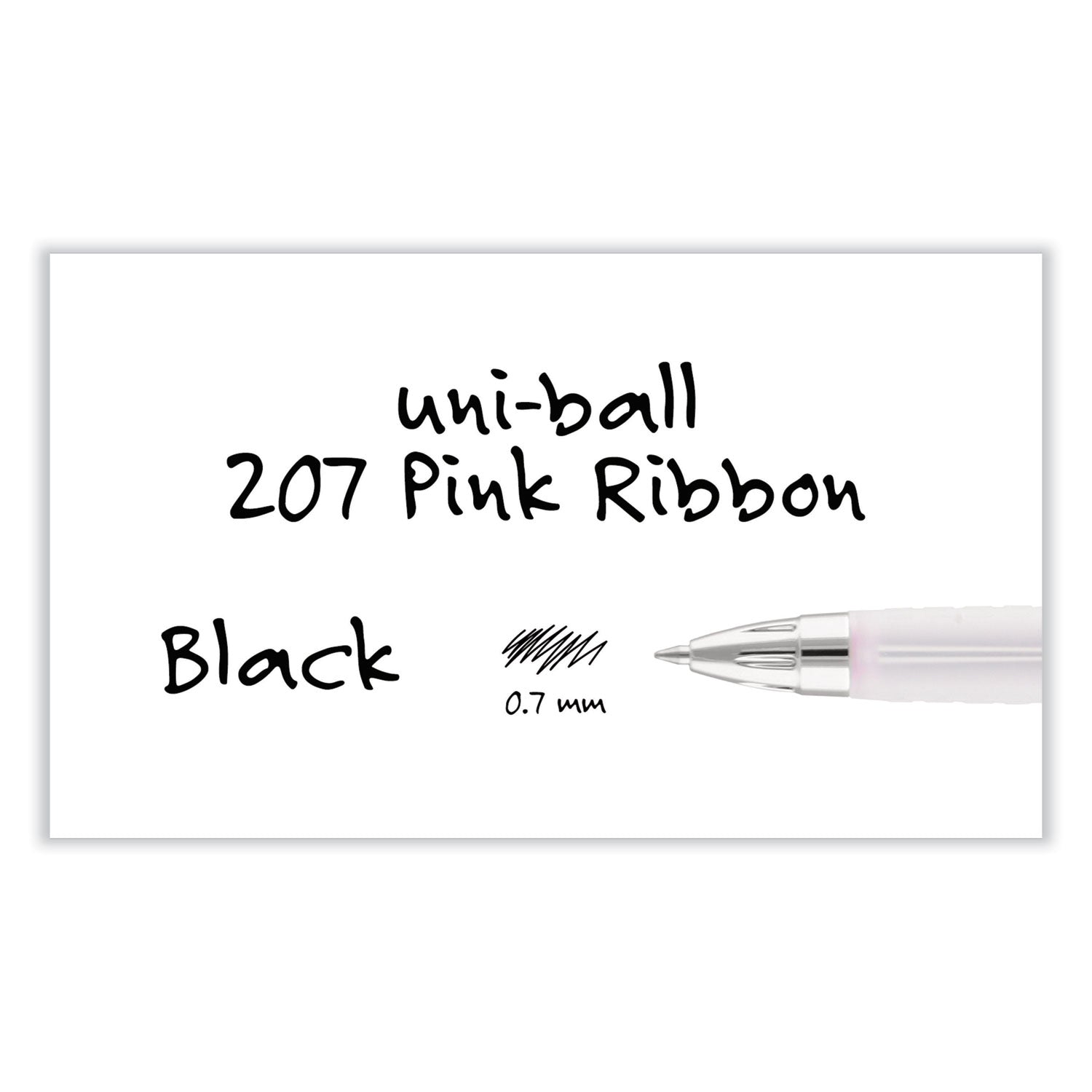 uniball® Signo 207 Breast Cancer Awareness Gel Pen, Retractable, Medium 0.7 mm, Black Ink, Translucent Pink/White Barrel, 2/Pack