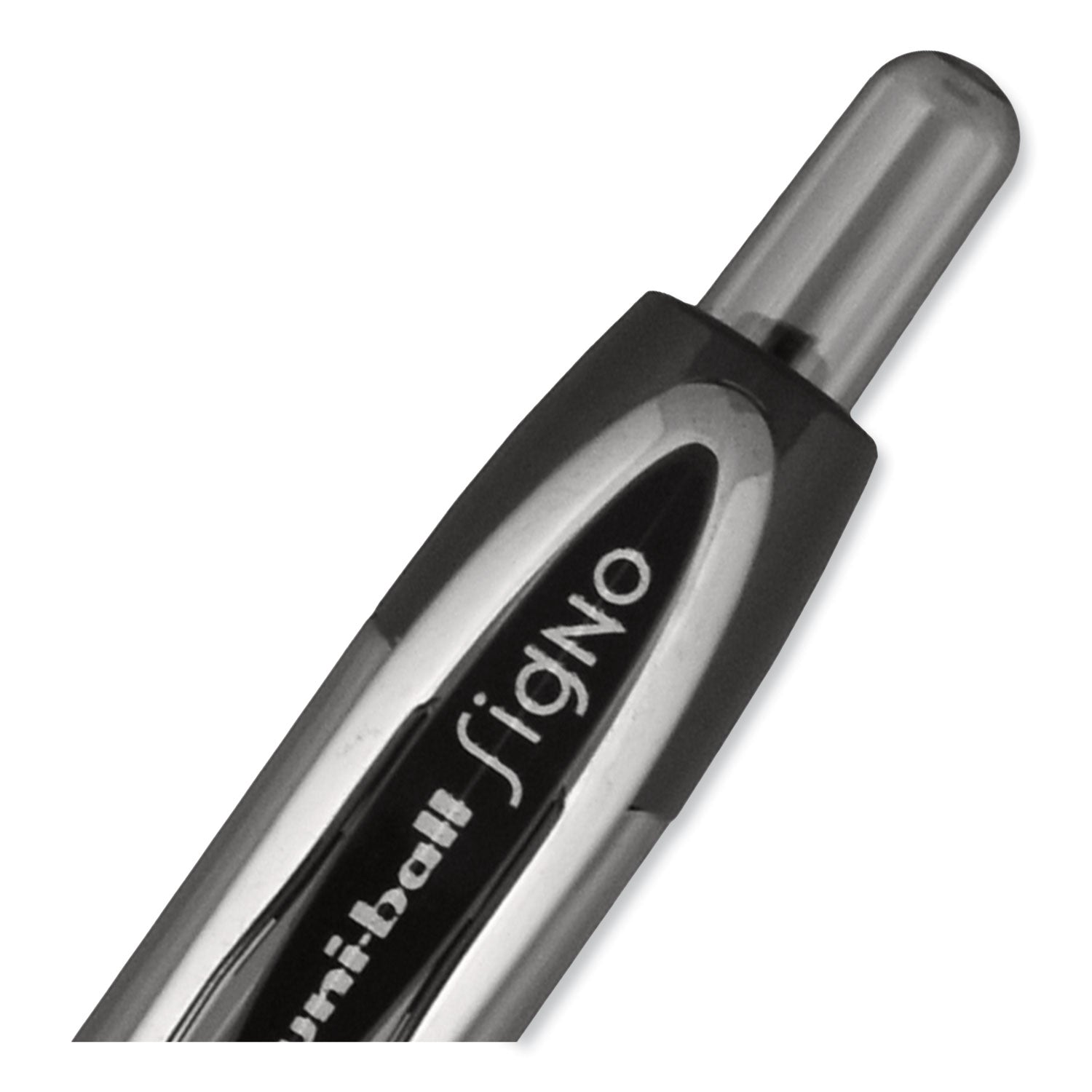 uniball® Signo 207 Gel Pen, Retractable, Bold 1 mm, Black Ink, Smoke/Black Barrel, Dozen