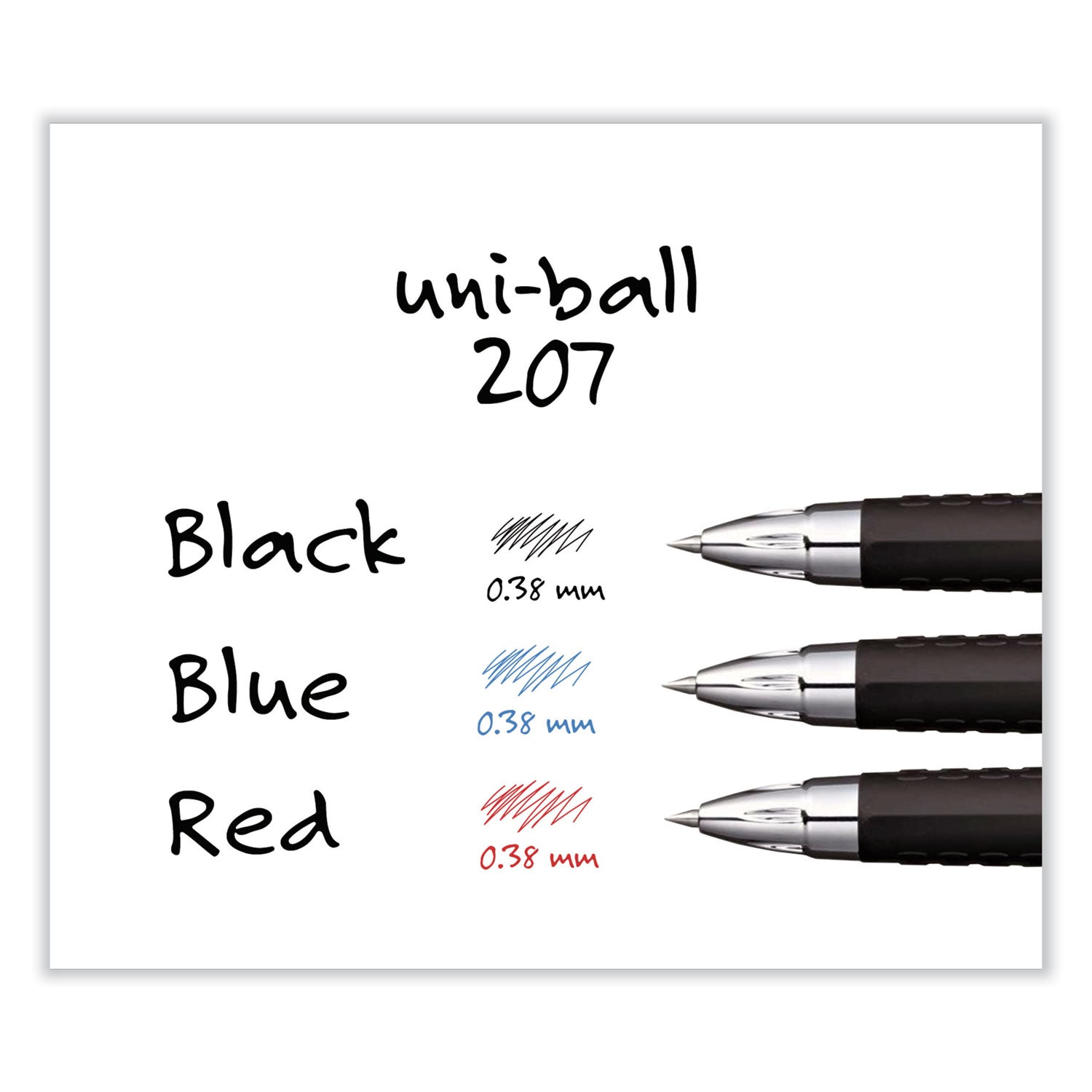 uniball® 207 Ultra Micro Gel Pen, Retractable, Ultra-Micro 0.38 mm, Black Ink, Clear/Black Barrel