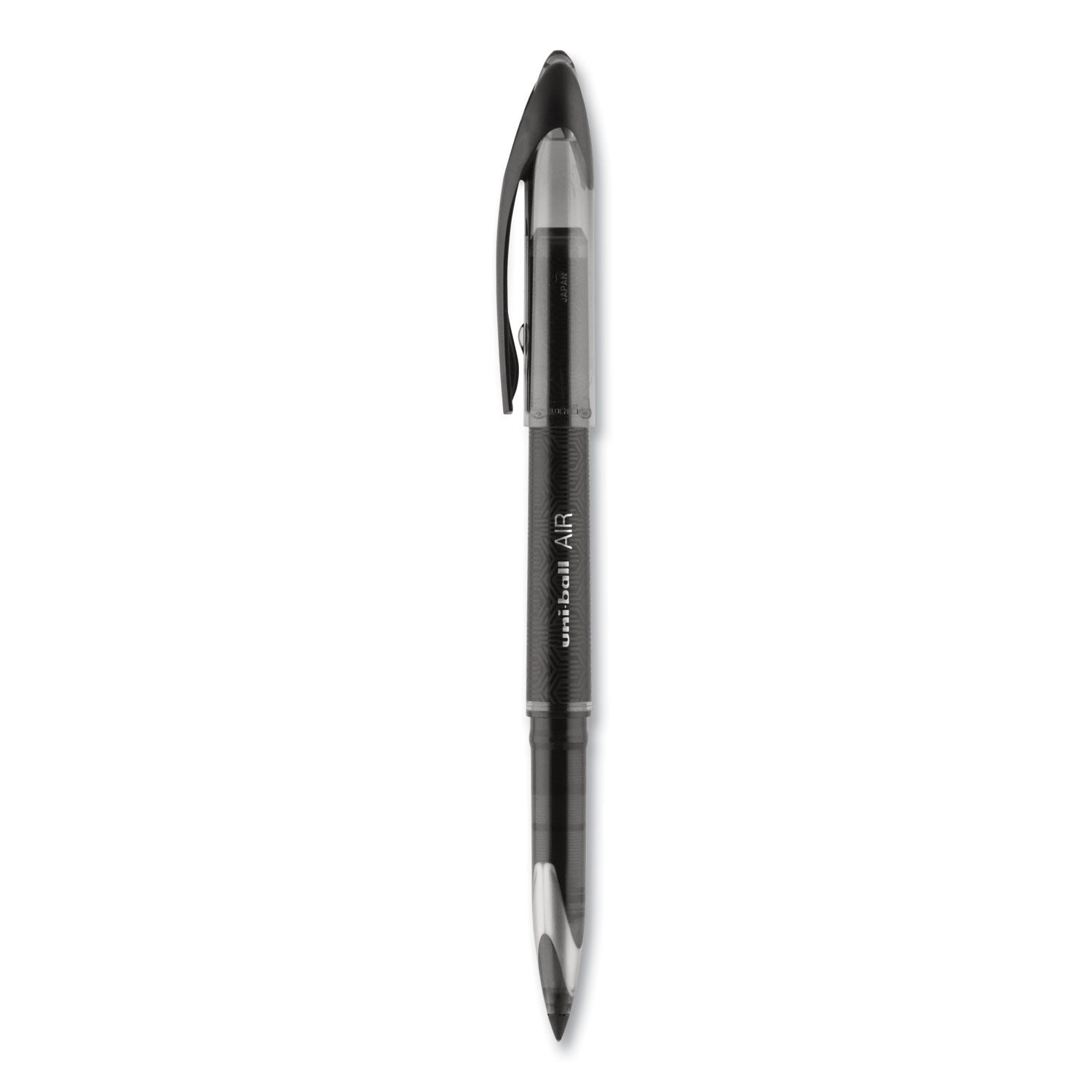 uniball® AIR Porous Rollerball Pen, Stick, Medium 0.7 mm, Black Ink, Black Barrel, Dozen