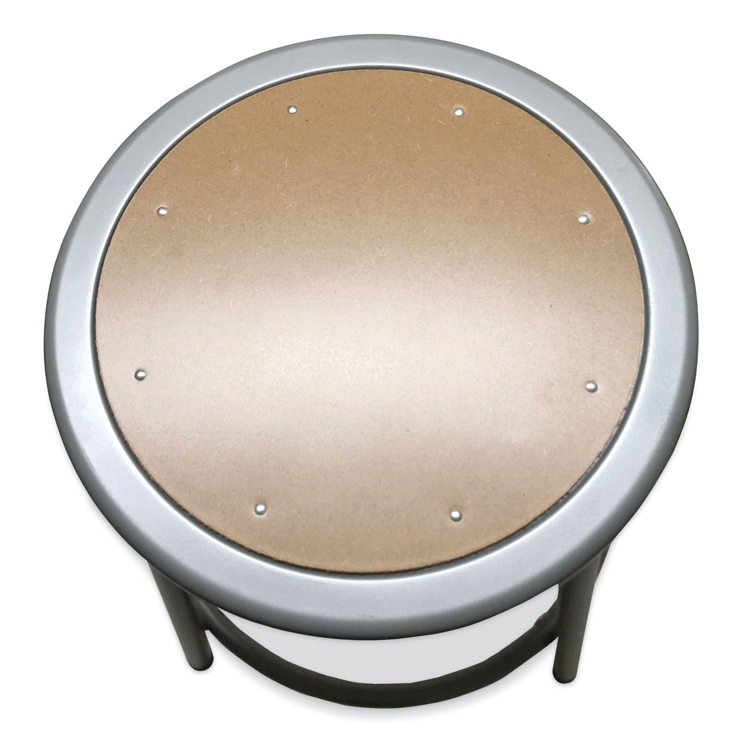 Alera® Industrial Metal Shop Stool, Backless, Supports Up To 300 Lb, 24" Seat Height, Brown Seat, Gray Base