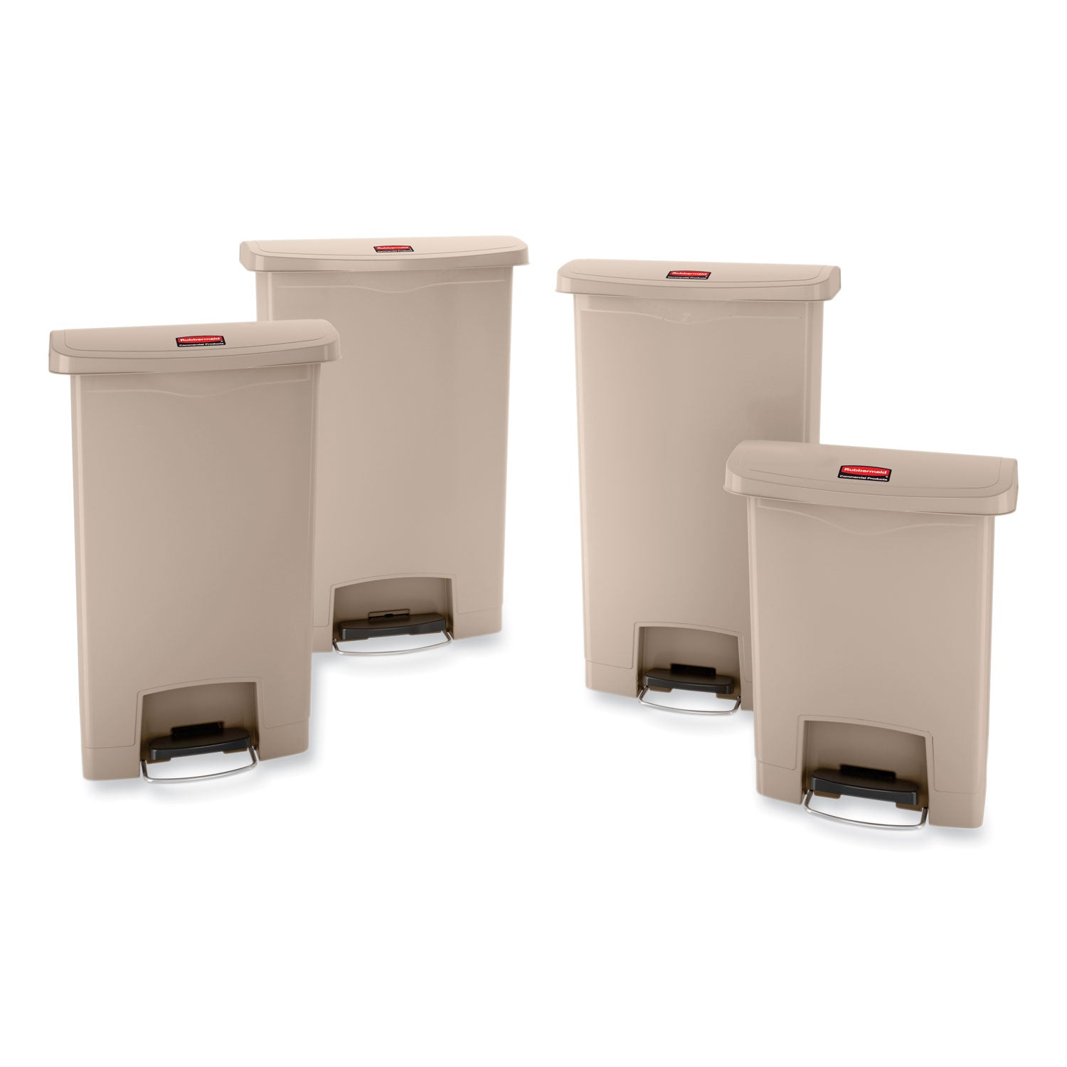 Rubbermaid® Commercial Streamline Resin Step-On Container, Front Step Style, 8 gal, Polyethylene, Beige