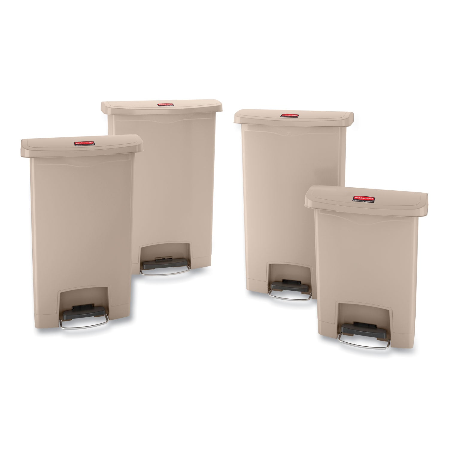 Rubbermaid® Commercial Streamline Resin Step-On Container, Front Step Style, 13 gal, Polyethylene, Beige